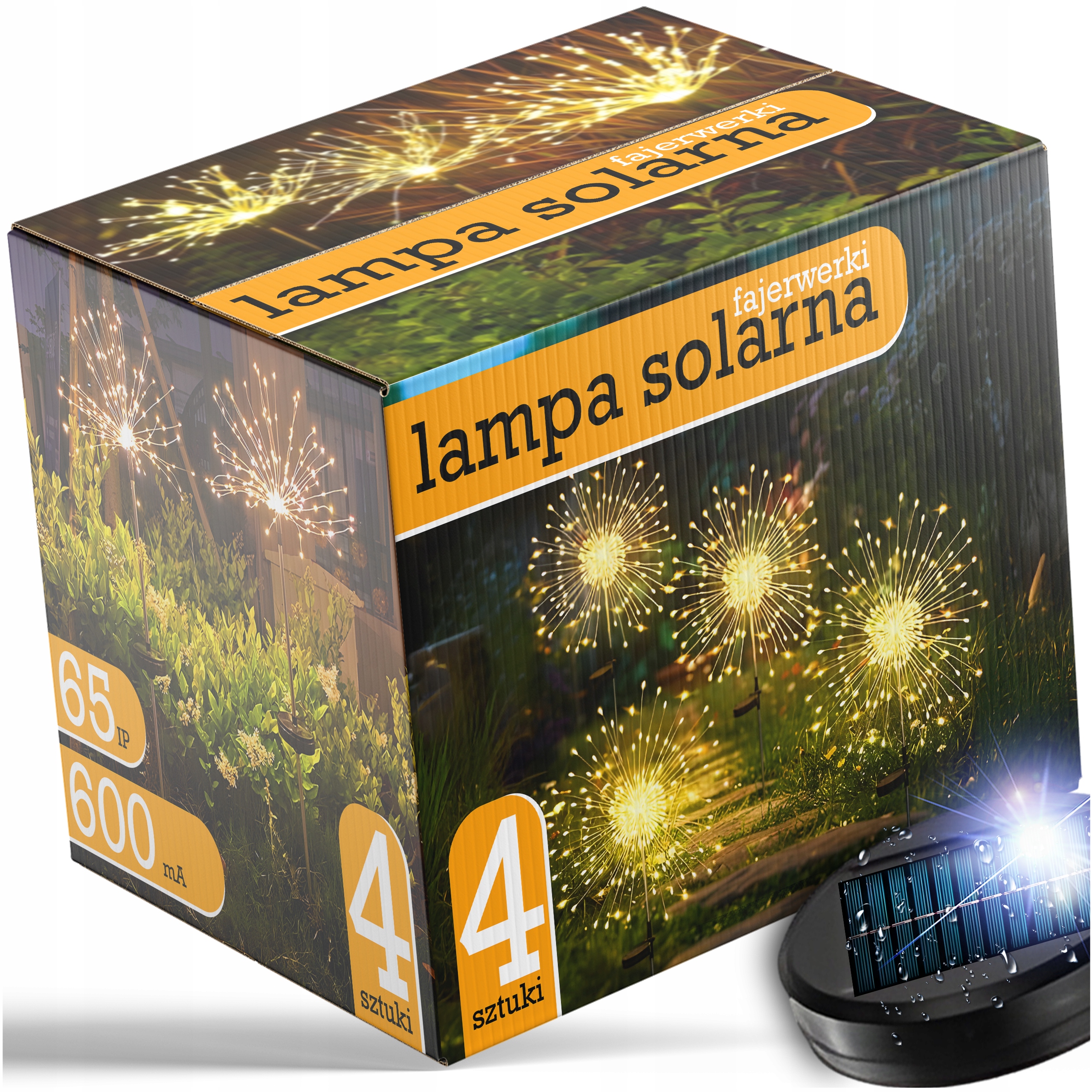 4X Lampa Solarna Wbijana Ogrodowa Wodoodporna Czujnik Zmierzchu Dmuchawiec