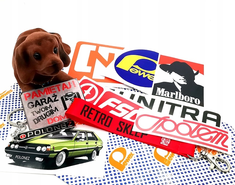 Zestaw prezentowy Piesek, Brelok, Wlepki gadżety do Polonez Borewicz Prl