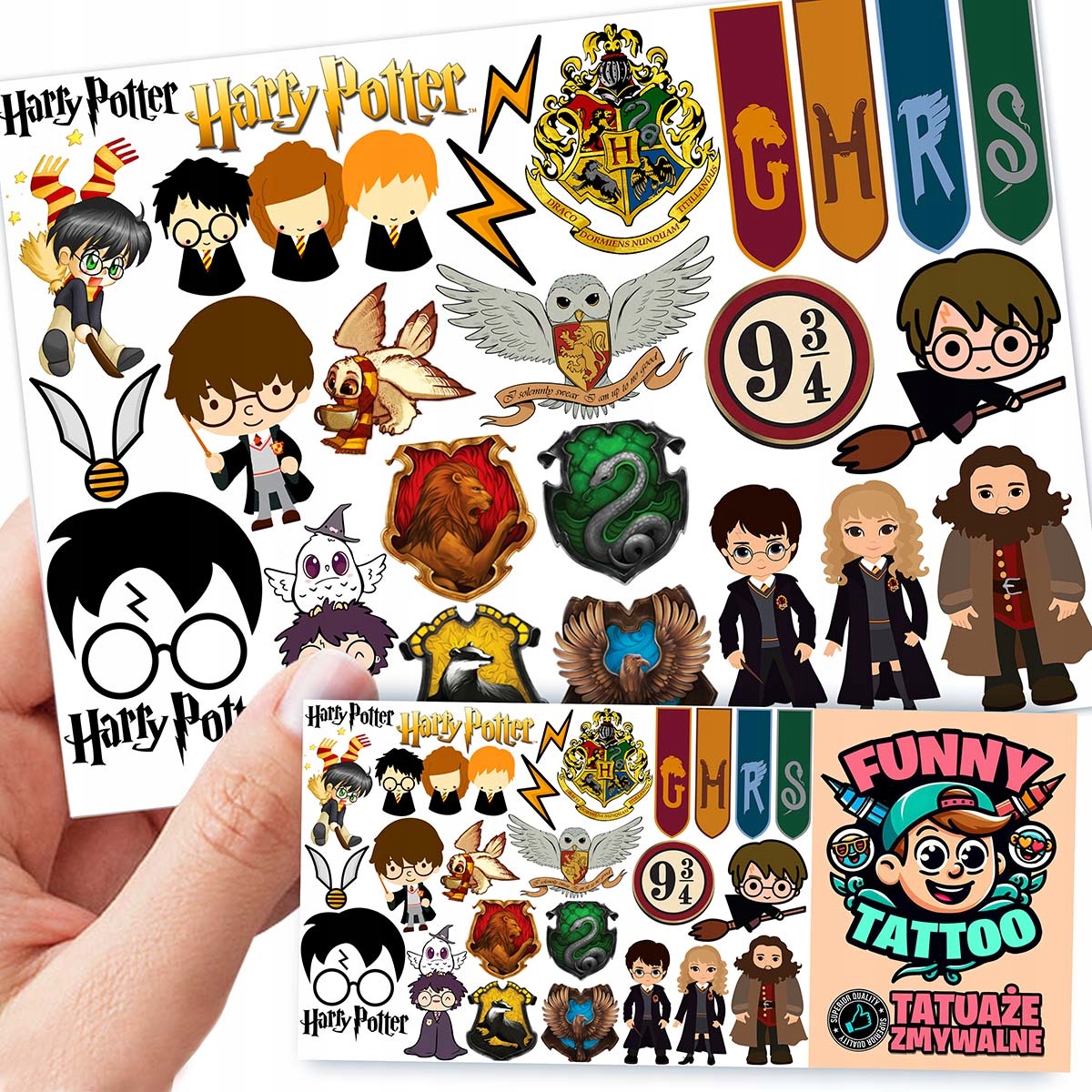 TATUAŻE ZMYWALNE DLA DZIECI DZIECIĘCE HARRY POTTER WZORY JAKOŚĆ