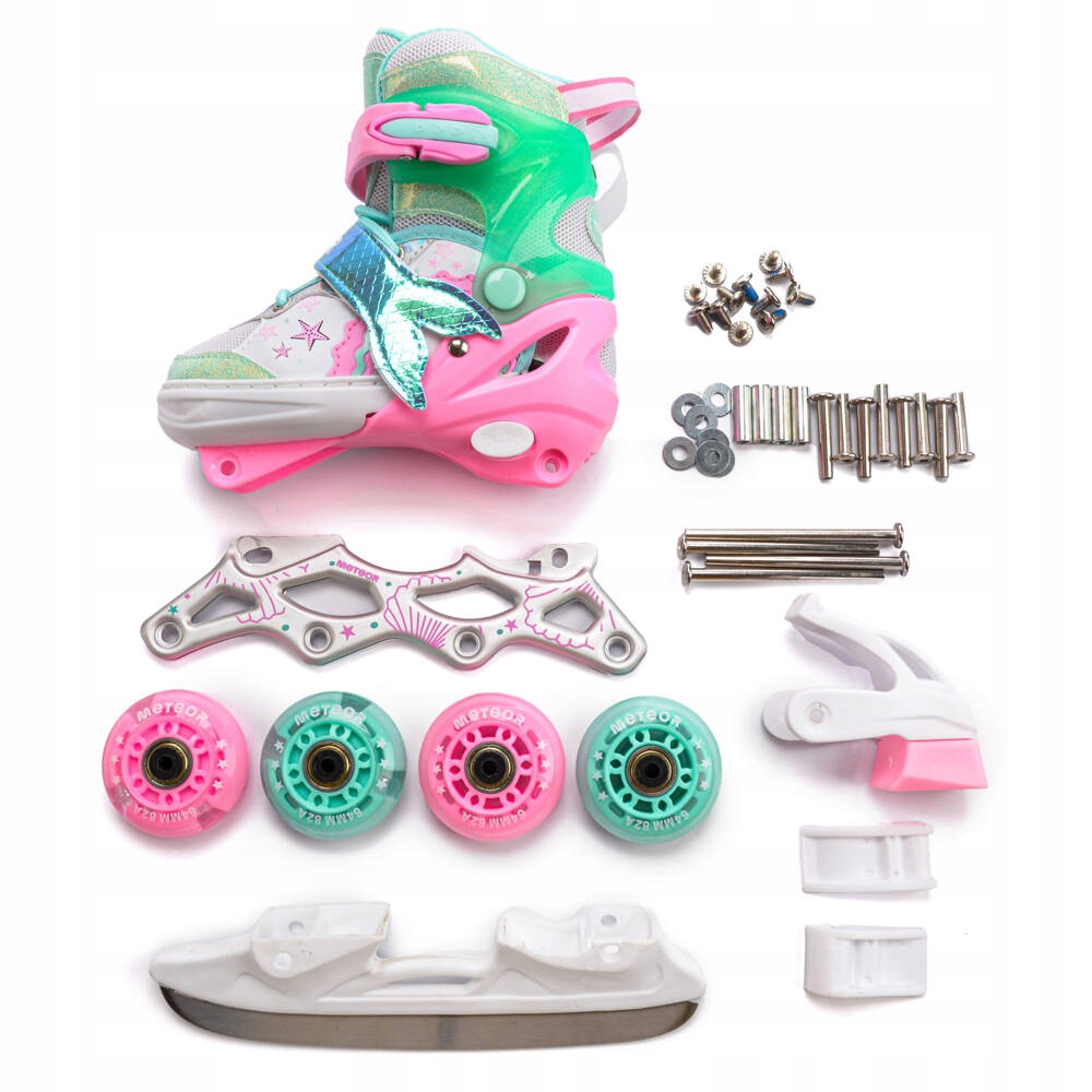 Rolki 4w1 LED Łyżwy Wrotki Rolko-Wrotki regulowane Meteor rozmiar XS 27-30 Materiał kół PU