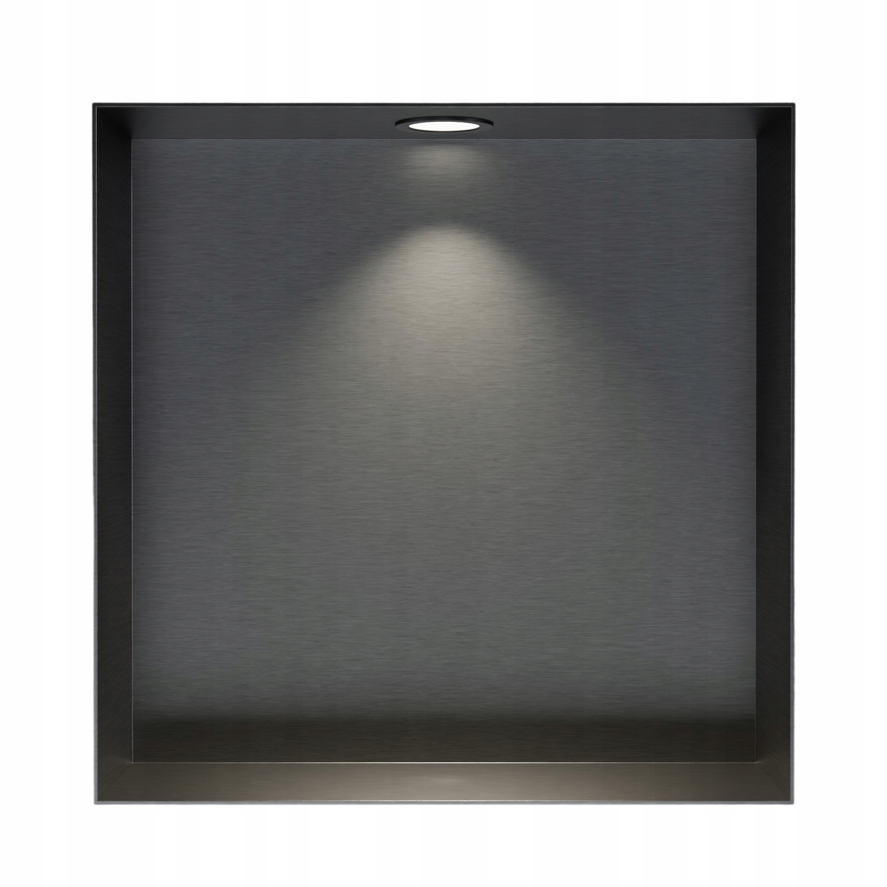 Półka wnękowa podtynkowa bez rantu gunmetal 30x30 1xLED oprawka czarna