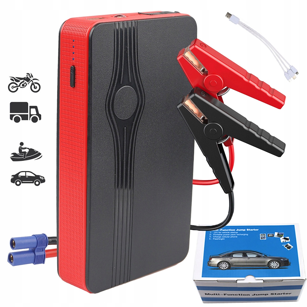 Power Bank Jump Starter Startovací Booster Svítilna 30000 mAh Svorky