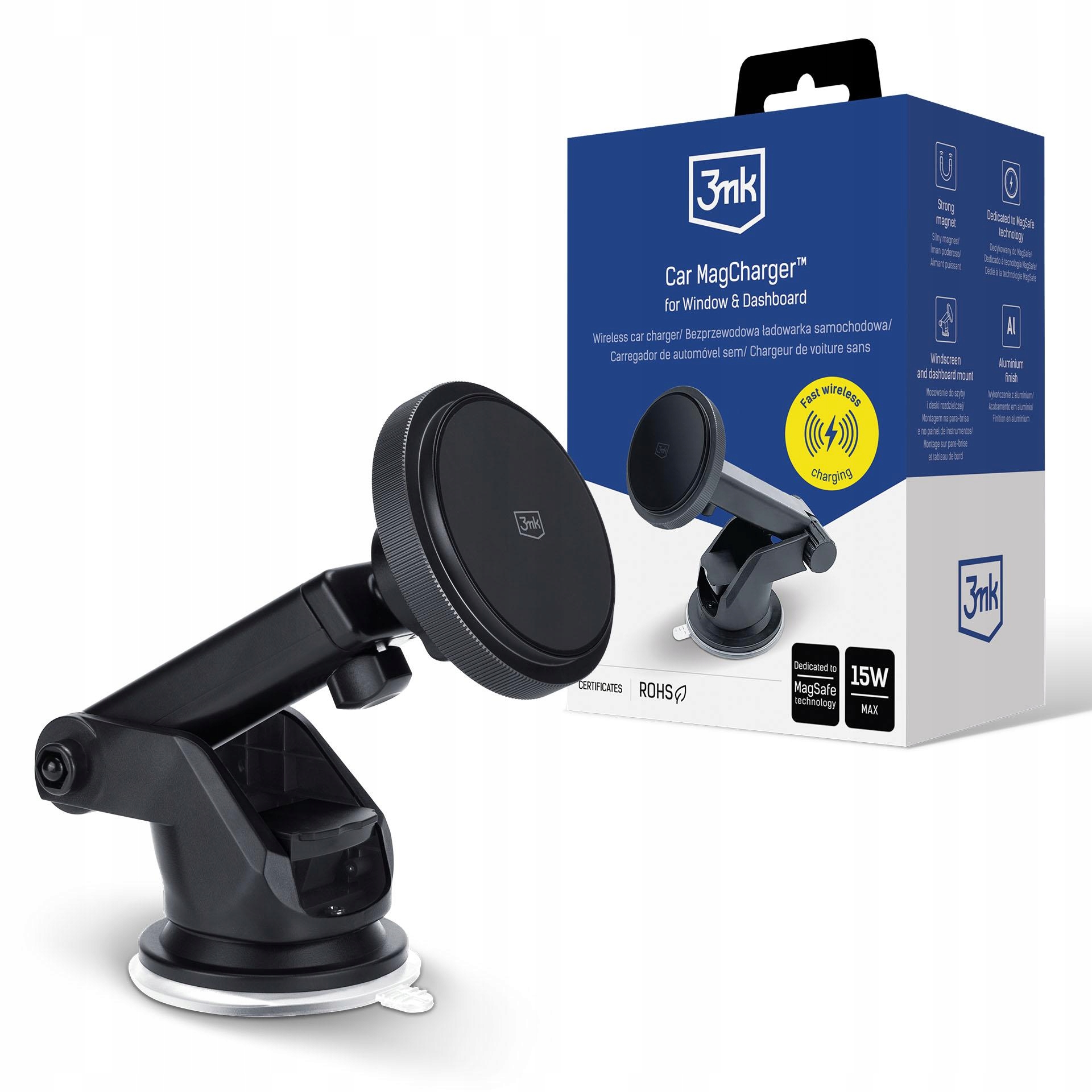 3mk MagCharger MagSafe Ładowarka Indukcyjna Uchwyt do Auta iPhone Samsung