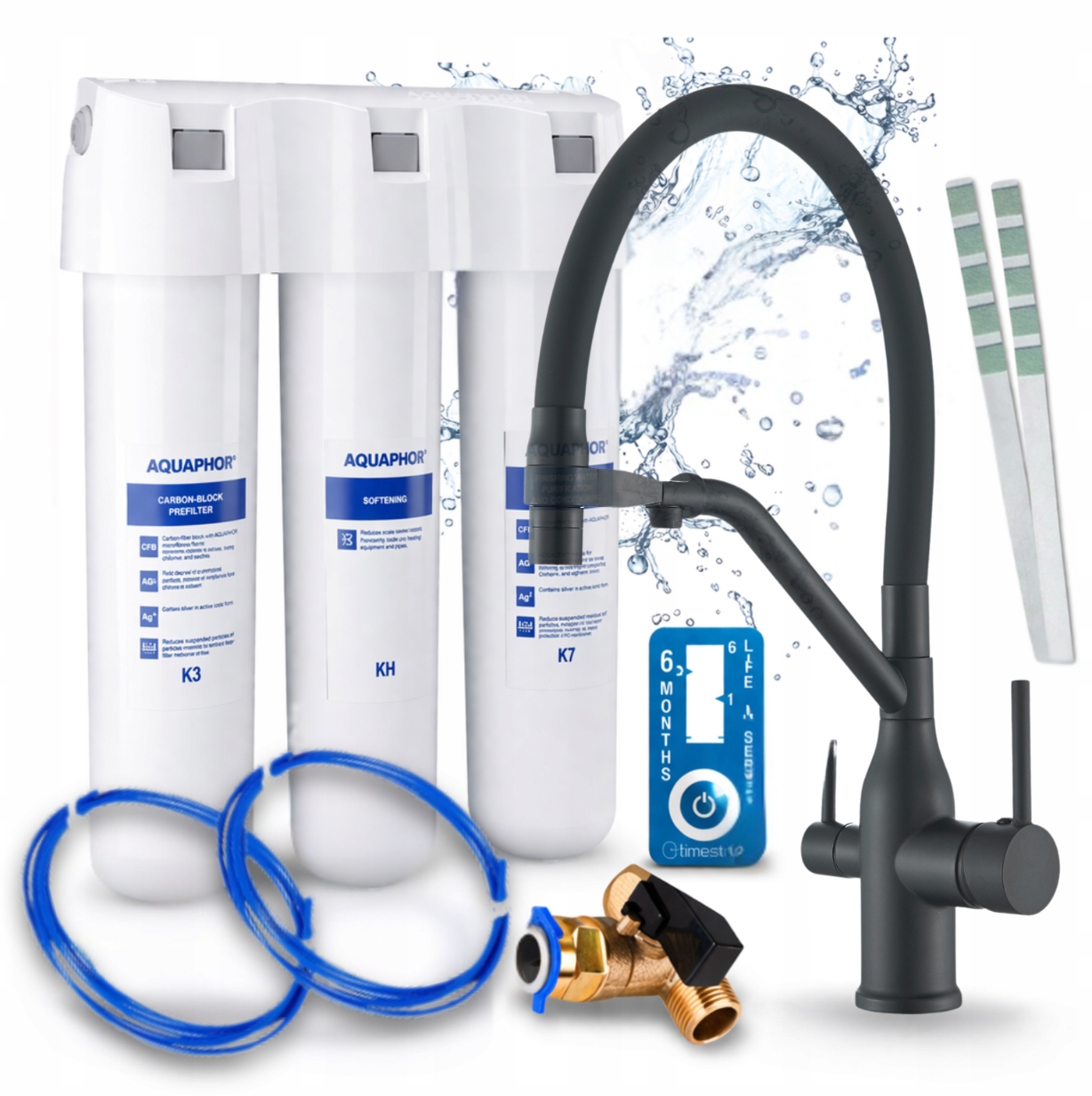 Kuchyňský Filtr Na Pitnou Vodu Aquaphor Křišťál H A Třícestný Kohoutek Černý