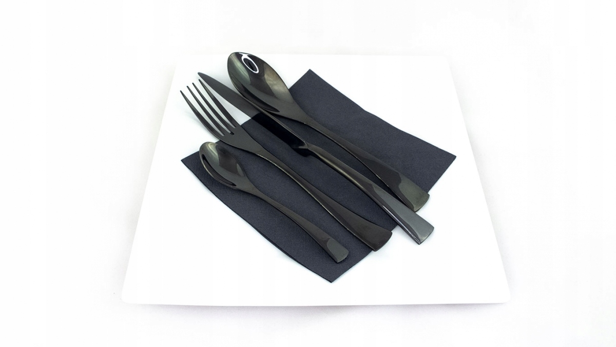 Luksusowy komplet SZTUĆCÓW Kaja 24 elementy Czarne Materiał wykonania metal