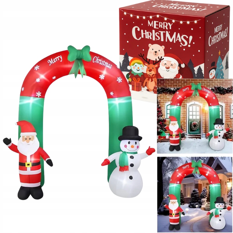 Brána Nafukovacia Led Vianočná Girlanda Mikuláš Snehuliak Luk Veľký 250CM