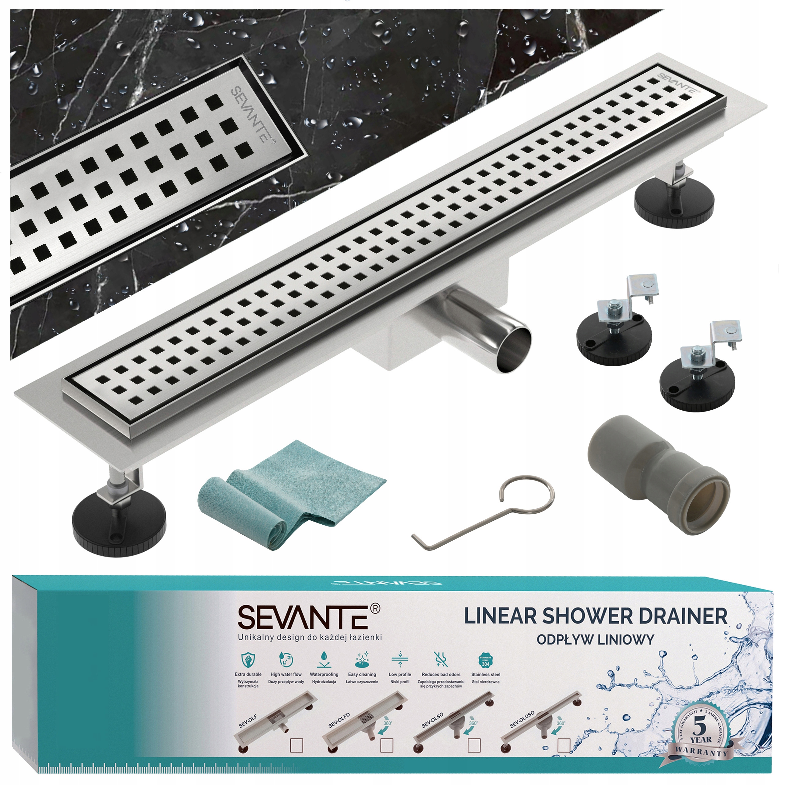 Lineárny odtok s maskovačom 70 cm Flat inox oceľ 304 s vysokou priepustnosťou