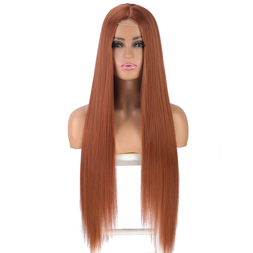 Kaštanová extra dlouhá paruka Fay se síťkou (lace front)