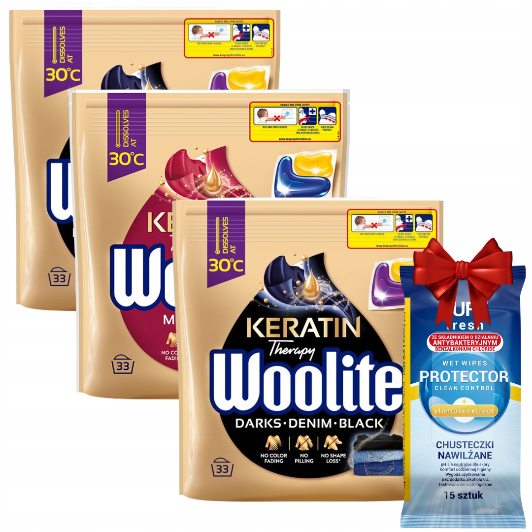 Woolite Kapsułki Prania Pro Care Kolor Biel 33 szt. x3
