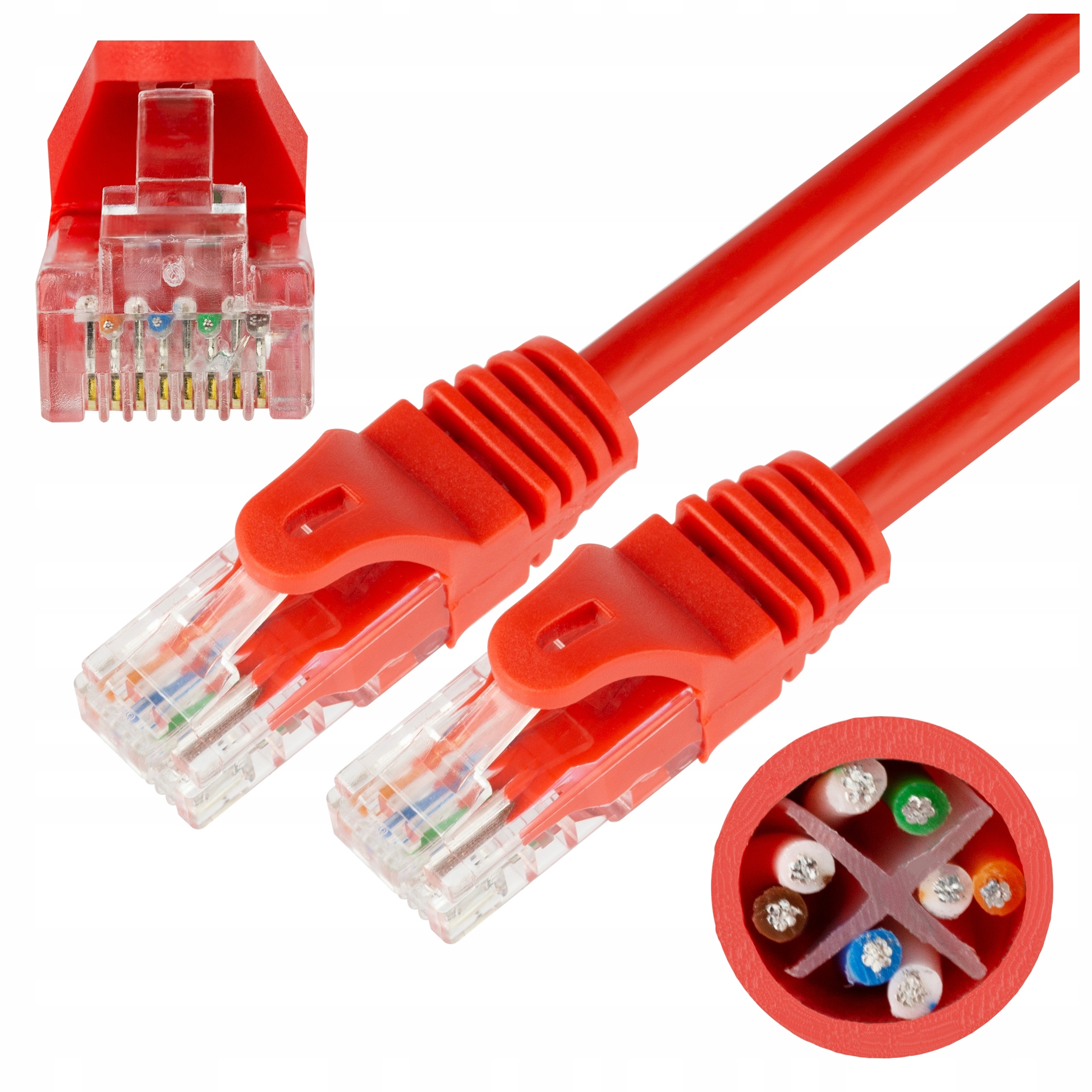 NEKU Kabel Patchcord UTP RJ45 kat.6 czerwony 3m