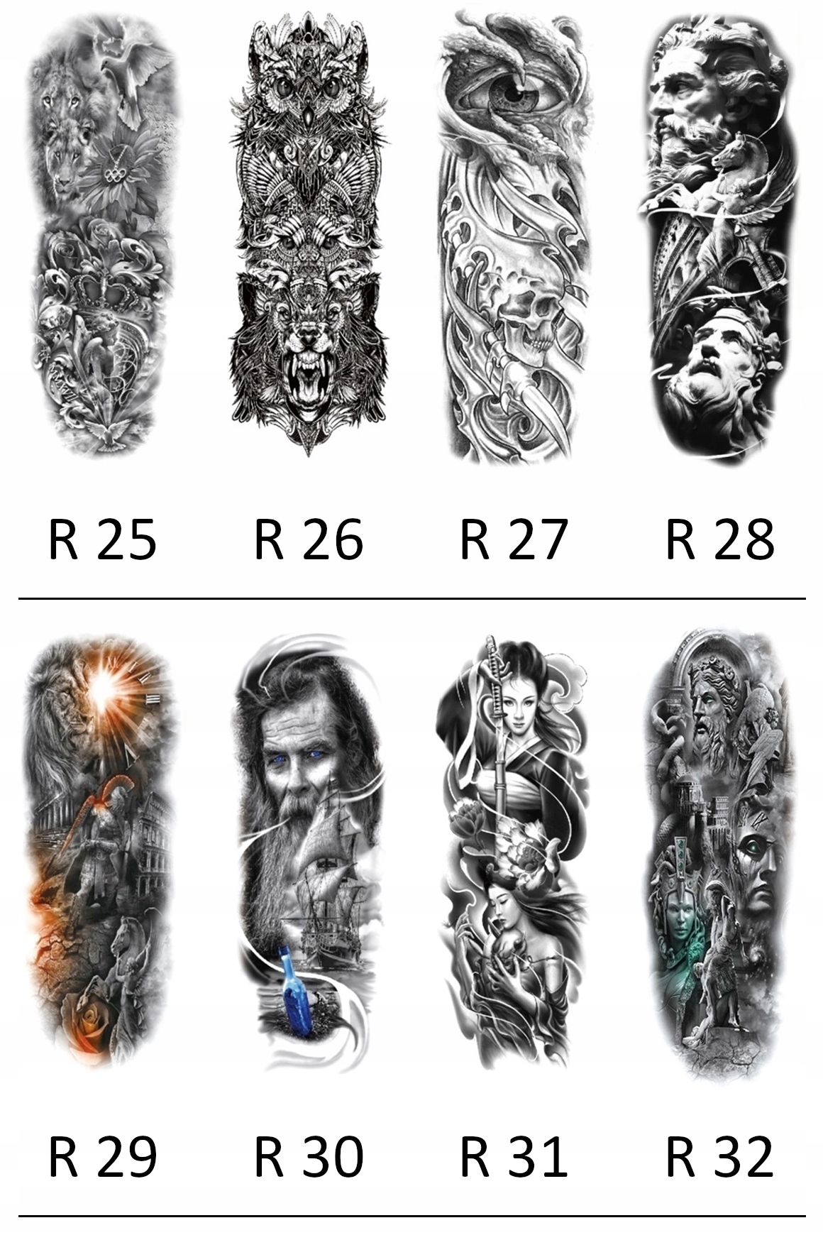 TATUAŻ TYMCZASOWY ZMYWALNY RĘKAW NA CAŁĄ RĘKĘ DAMSKI MĘSKI DUŻY WYBÓR Liczba sztuk w zestawie 1 szt.