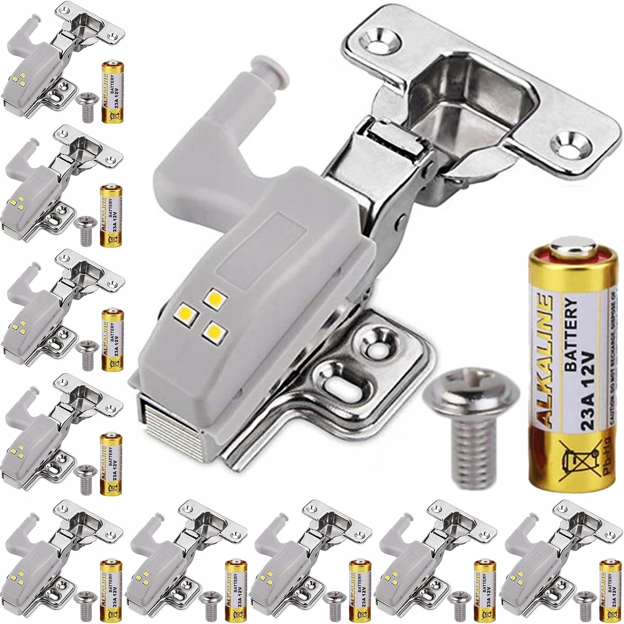 

Zestaw 10x Lampka do szafki Zawias Drzwi 3x Led Nw