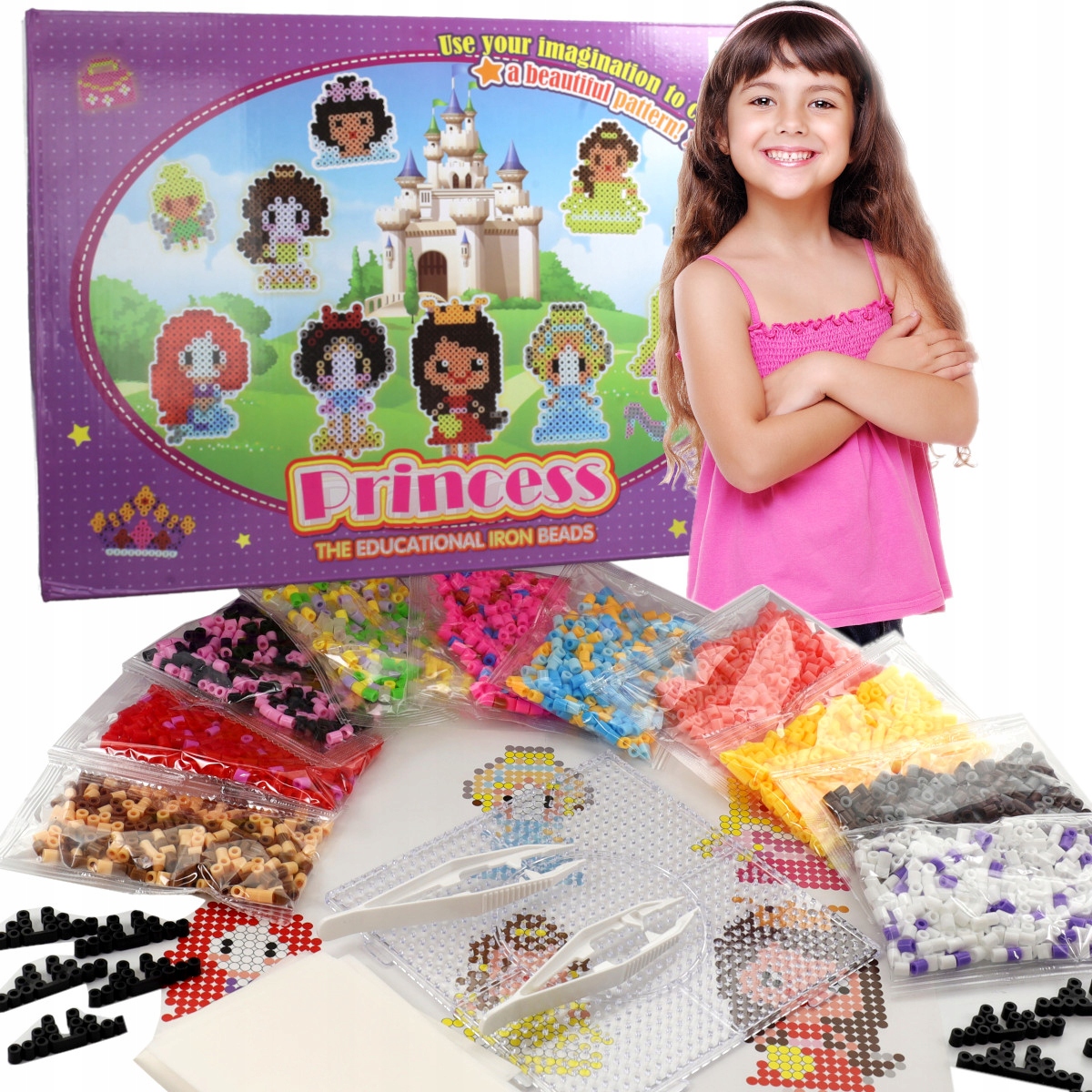 DUŻY ZESTAW KORALIKÓW DO PRASOWANIA KORALIKI WZORNIKI DLA DZIECI 3000 sztuk Wiek dziecka 6 lat +