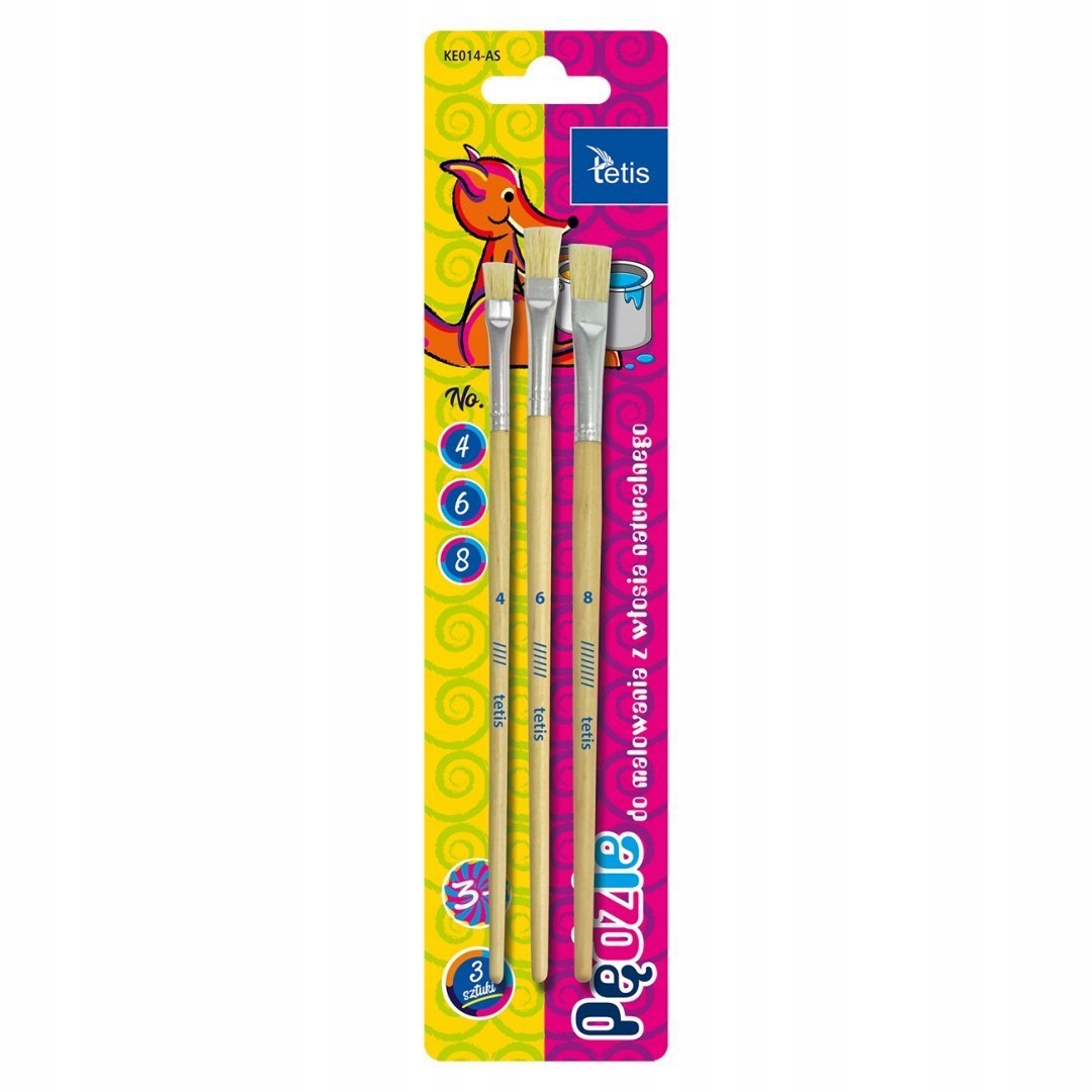 PĘDZLE PŁASKIE KE014-AS - w rozmiarach: 4, 6, 8