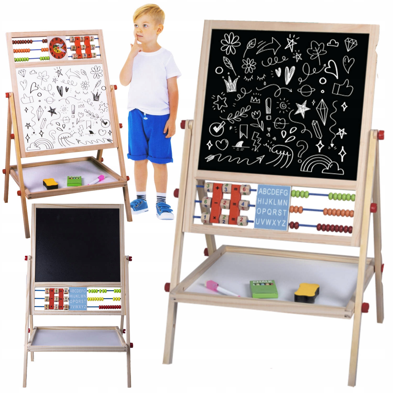 

Tablica Magnetyczna Kredowa Drewniana 6w1 Akes.