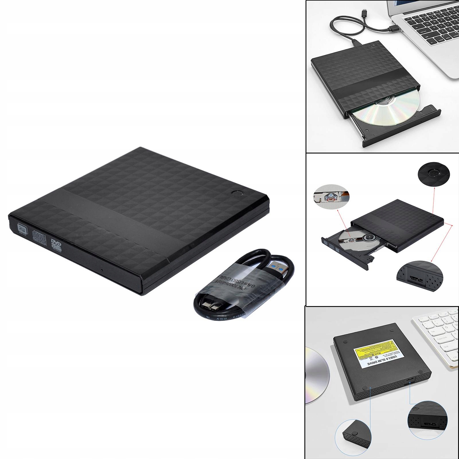 Przenośny zewnętrzny dysk DVD USB 3.0 Wzór w kratkę Rodzaj brak informacji