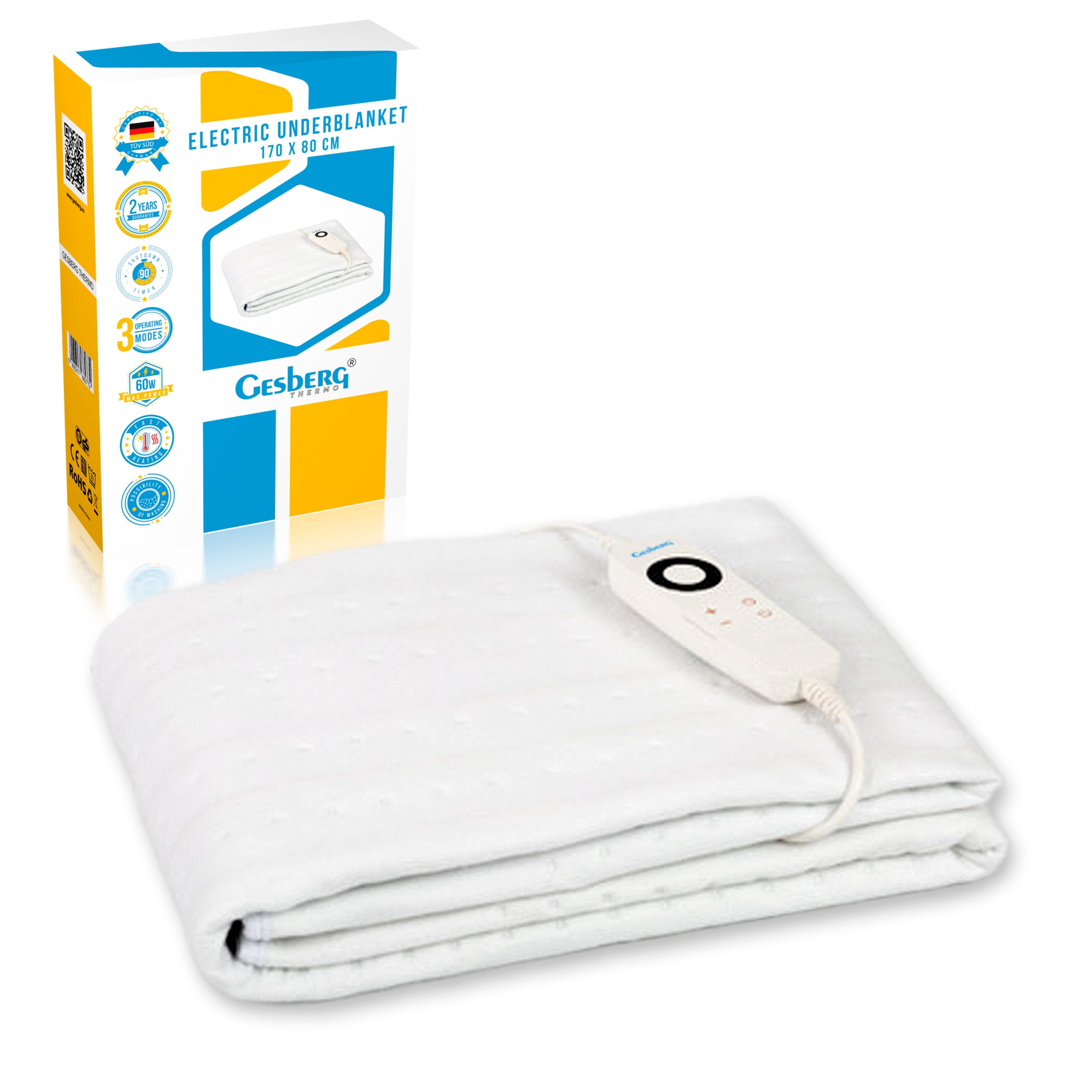 Koc Elektryczny Duży 170x80 Mata Grzewcza /prześcieradło Pilot 100W Gesberg