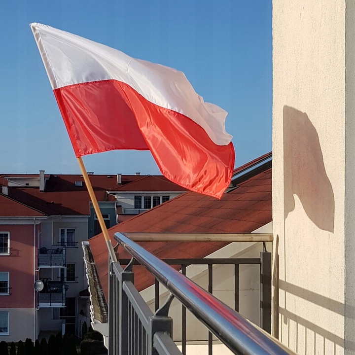 6 x FLAGA POLSKI 112 X 70 + KIJ ZESTAW NA PROTEST STRAJK ROLNIKÓW Zasilanie ręczne