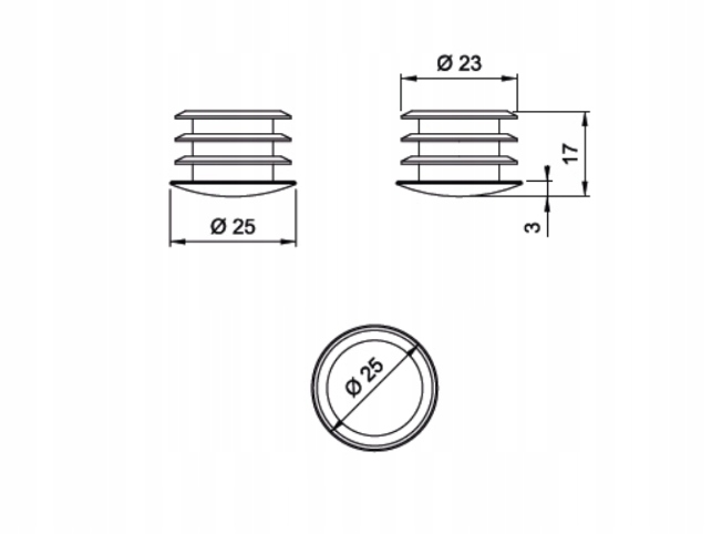 ZAŚLEPKA KOŃCOWA PŁASKA DO RURY FI 25MM Marka inna