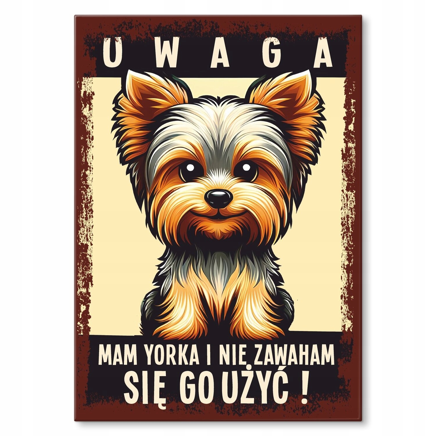 Kovový plakát, pozor, mám yorka Dárek 42 x 59 cm