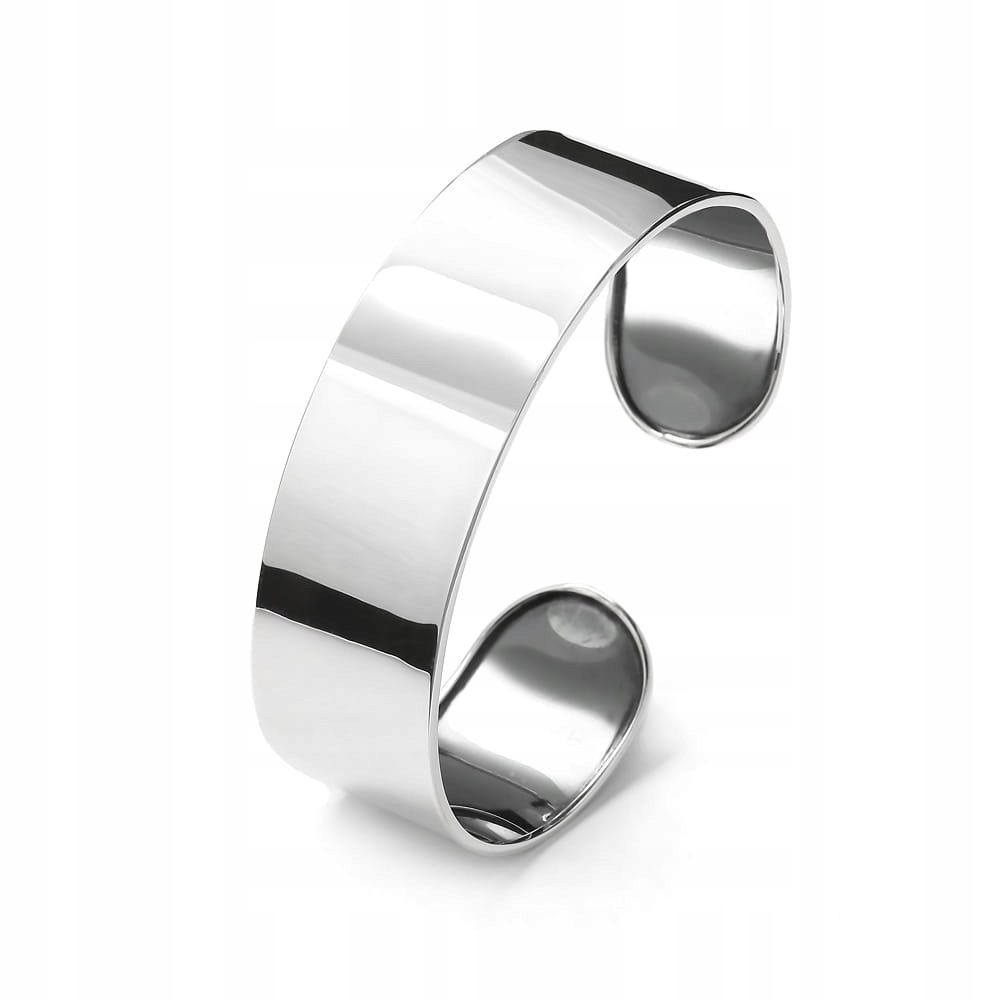 Bransoletka srebrna gładka błyszcząca sztywna szeroka 2,1 cm 925 Bangle