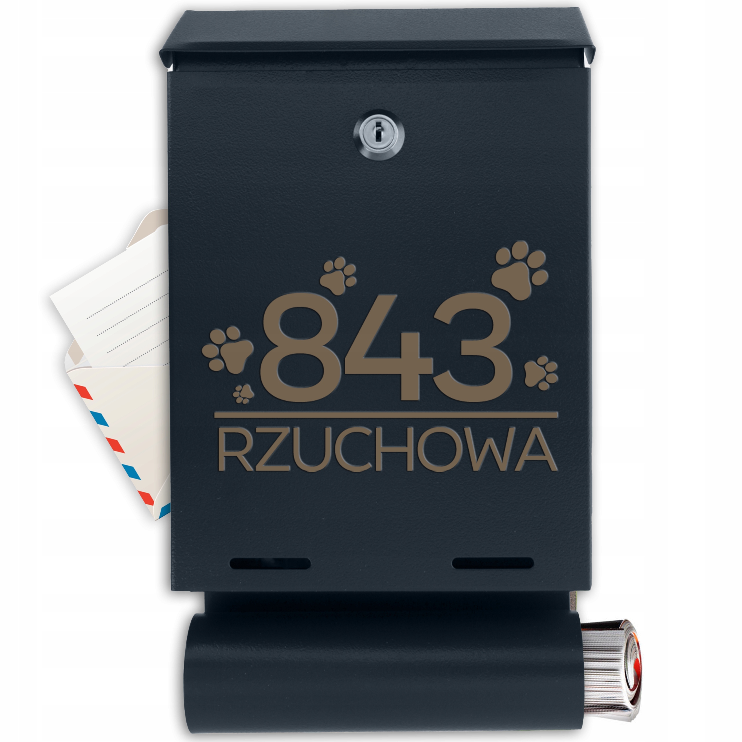 Poštovní Schránka Na Dopisy S Číslem Domu A Adresou, Gravírování S Tubou Tlapky