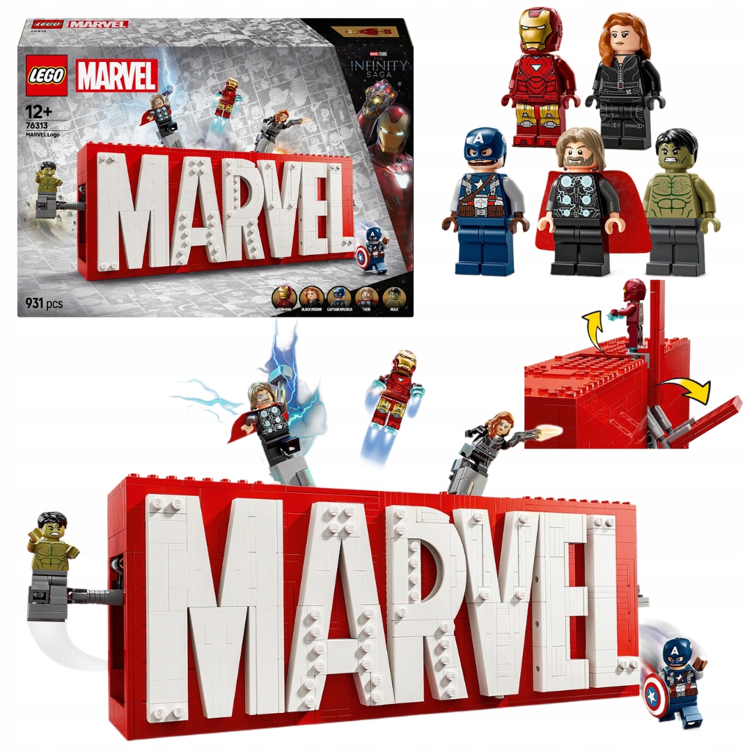 Lego 76313 Marvel Heroes Logo Marvel s minifigurkami Novinka