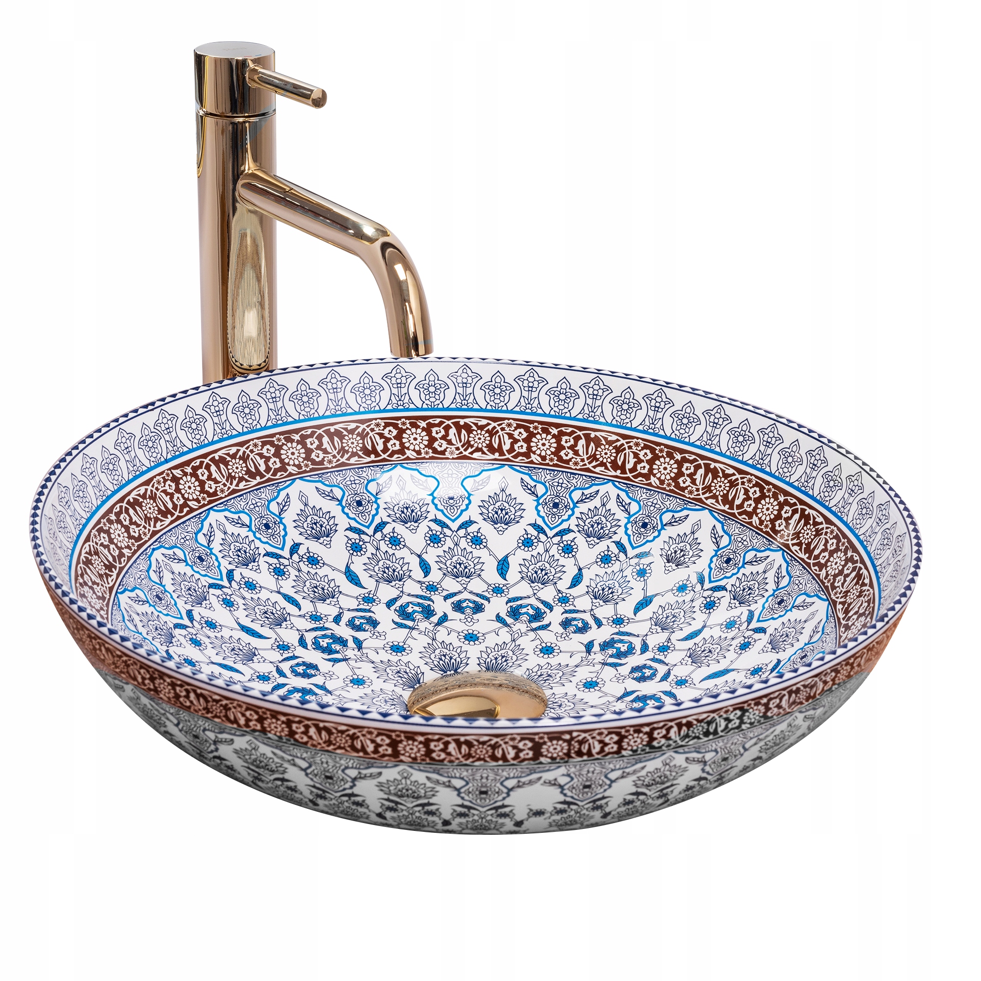 Rea Umývadlo Na Dosku Okrúhle Arte Blue S Vzorom Marocké 40 cm