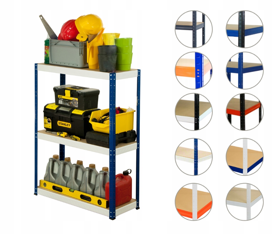 Kovový regálový garážový skladový regál Helios Hnw 90x075x45 3x275 kg