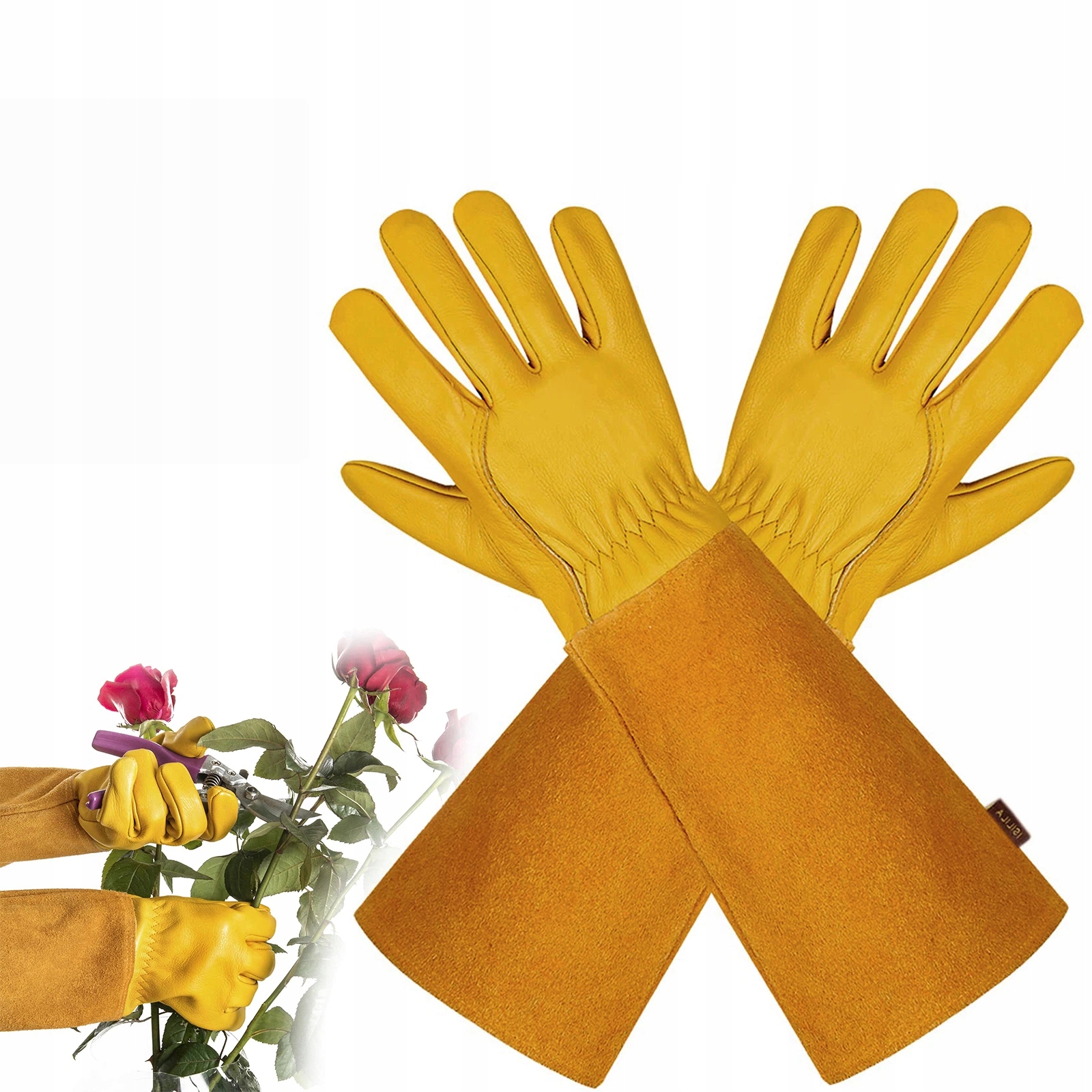 Długie Skórzane Rękawice do Pracy w Ogrodzie Ochronne do Róż XL