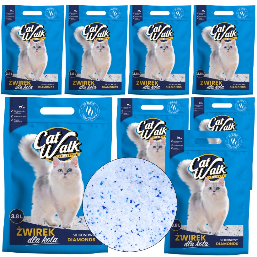 Levně Stelivo pro kočky silikonové, bezprašné CatWalk Diamonds sada 8 ks