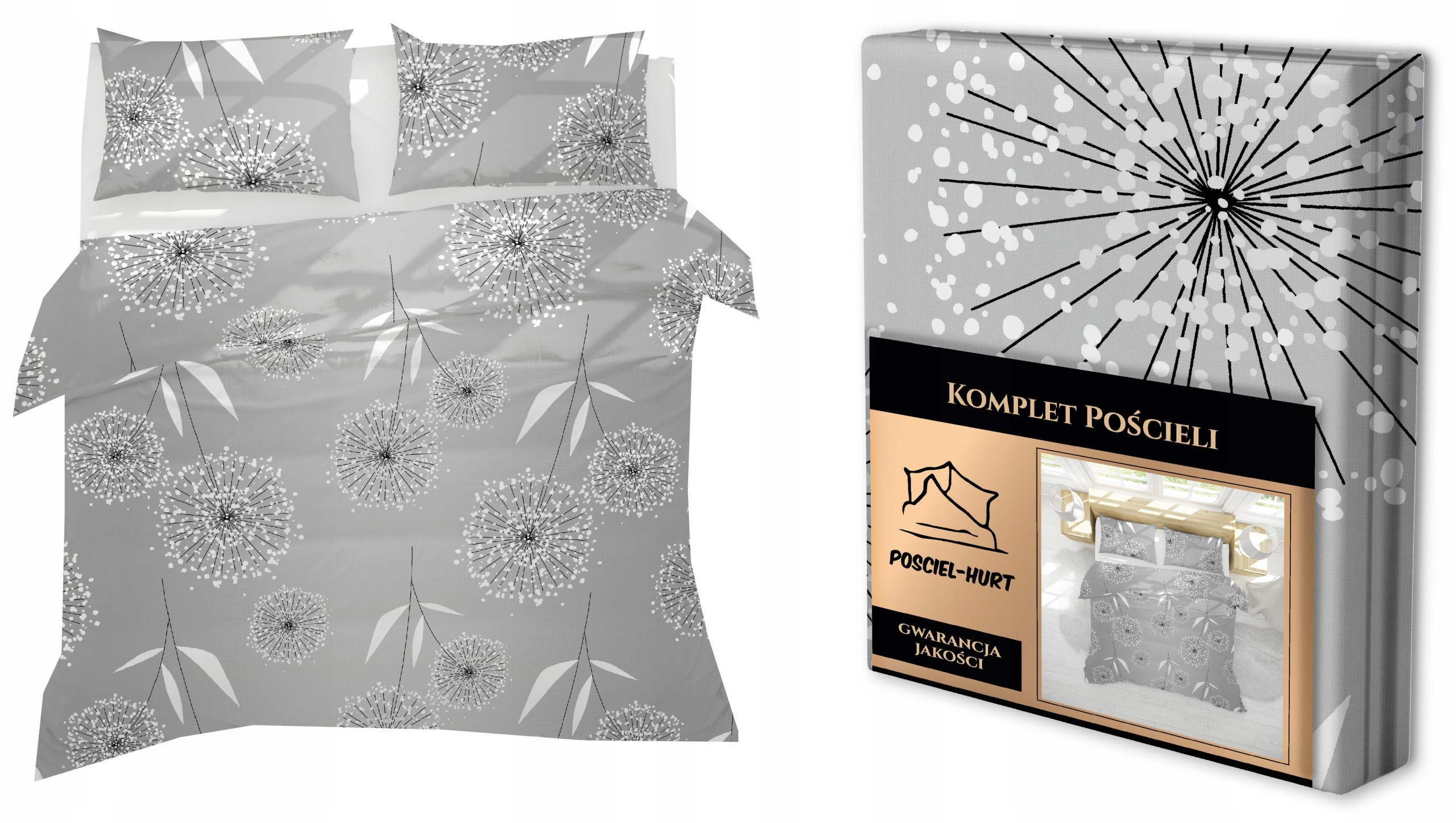 Krepové Povlečení 160x200 Povlak 70x80 Hrubá Polská Bavlna Pampeliška