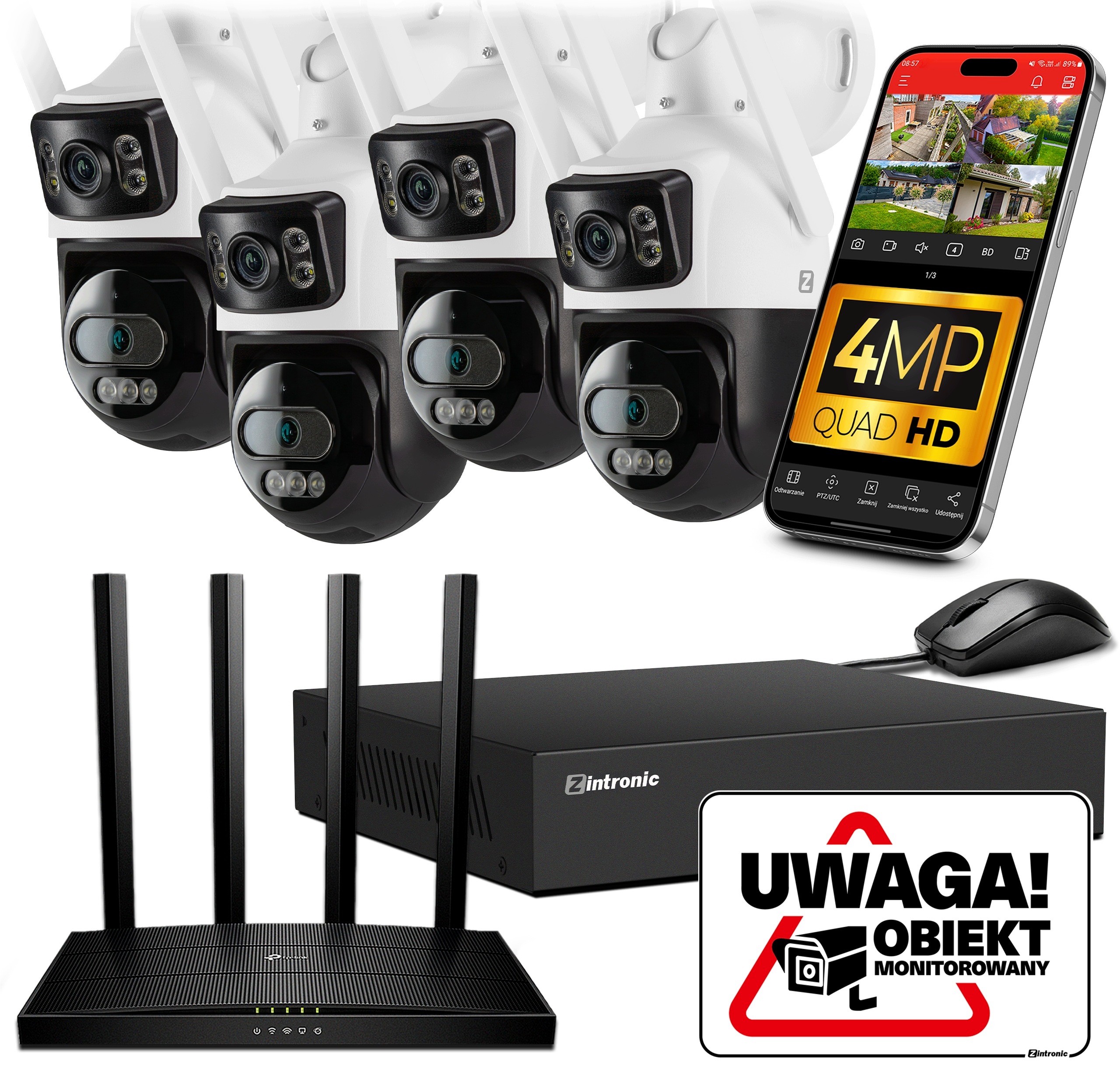 Sada pro Monitorování Ip WiFi 4xKAMERA P44 Bez Disku Otočná WiFi 2x4MPx