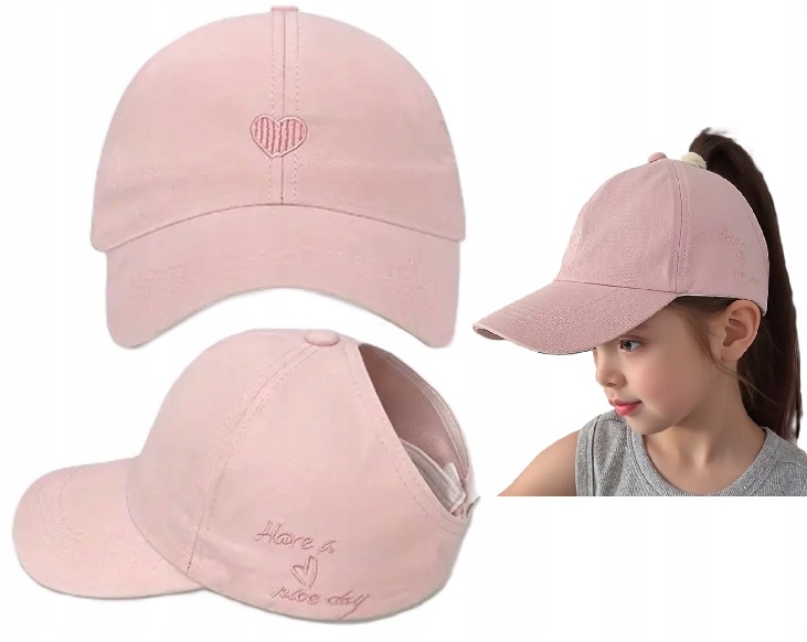 CZAPKA Z DASZKIEM DZIEWCZĘCA Z MIEJSCEM NA KUCYK KITKĘ DASZEK BEJSBOLÓWKA