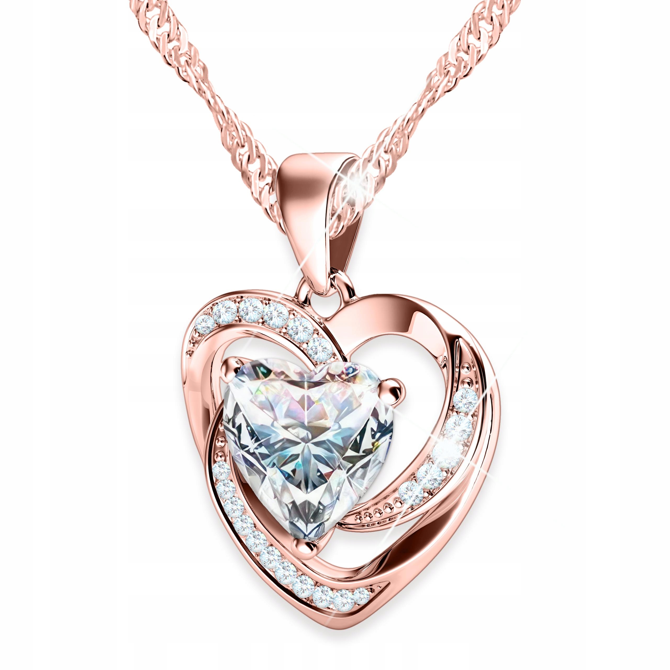 Náhrdelník Pozlacené srdce s bílým krystalem Srdíčko Zirkony Stříbro 925