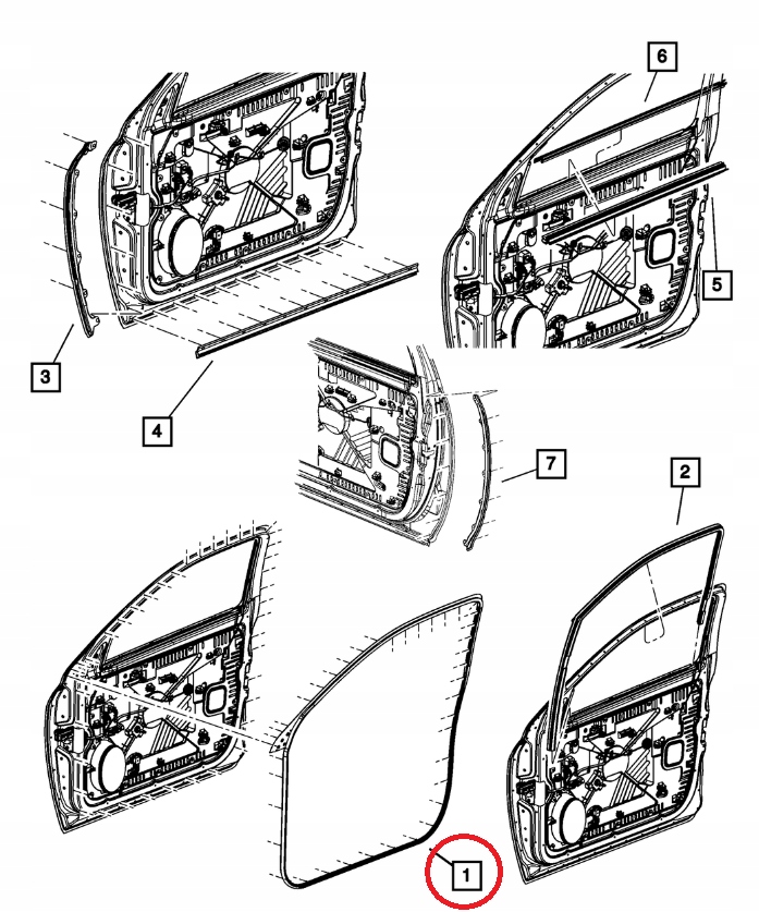 Ram 2500, 3500 gasket door right front 2019-26