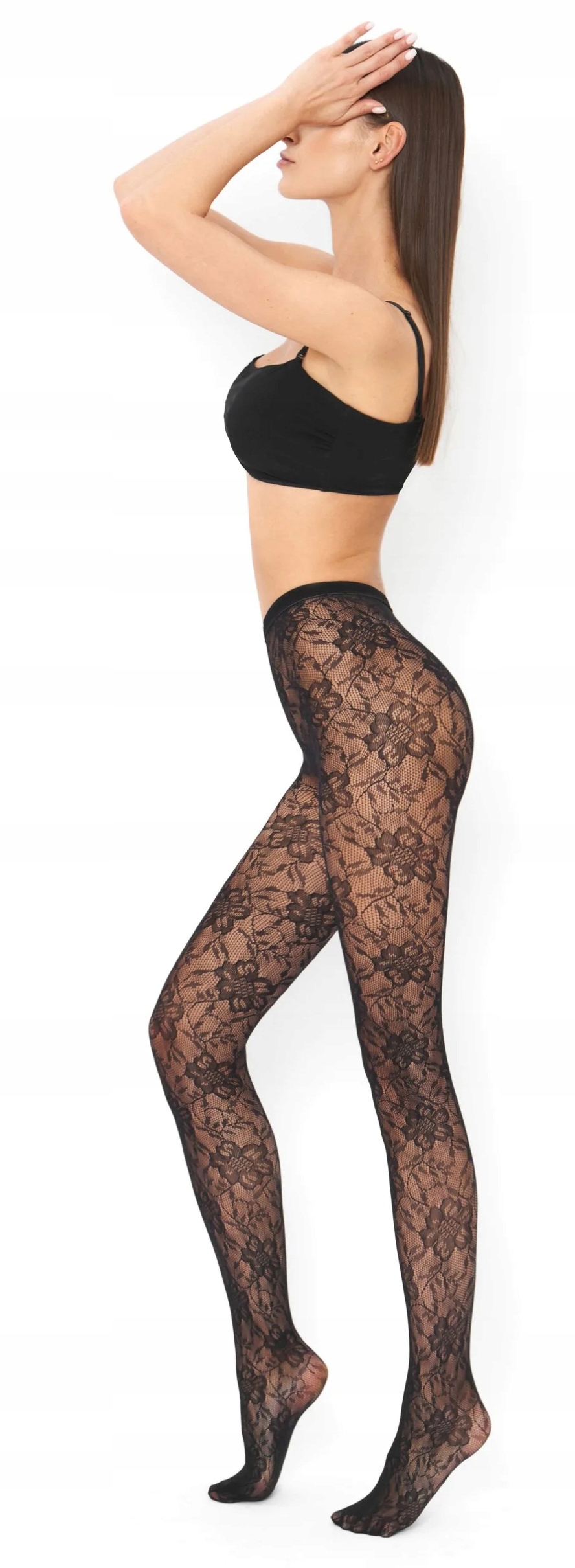 Punčocháče Veneziana Rosa Stile Ažurové Květinové Nero 1/2-XS/S