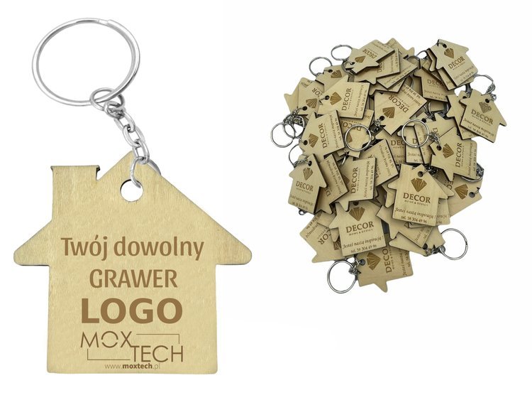 

50 x Brelok do kluczy dom domek Grawer logo