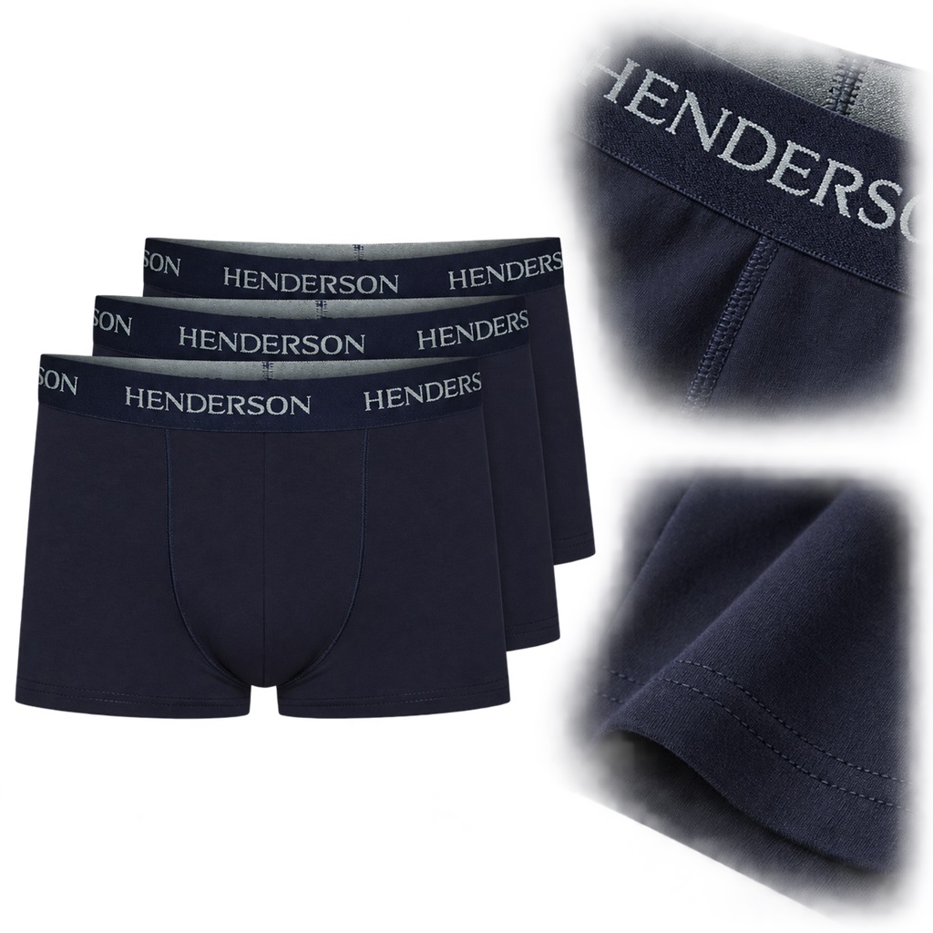 Pánské boxerky s plochými švy 3-balení Henderson Effort 39434 námořnická modrá 2XL Anrr
