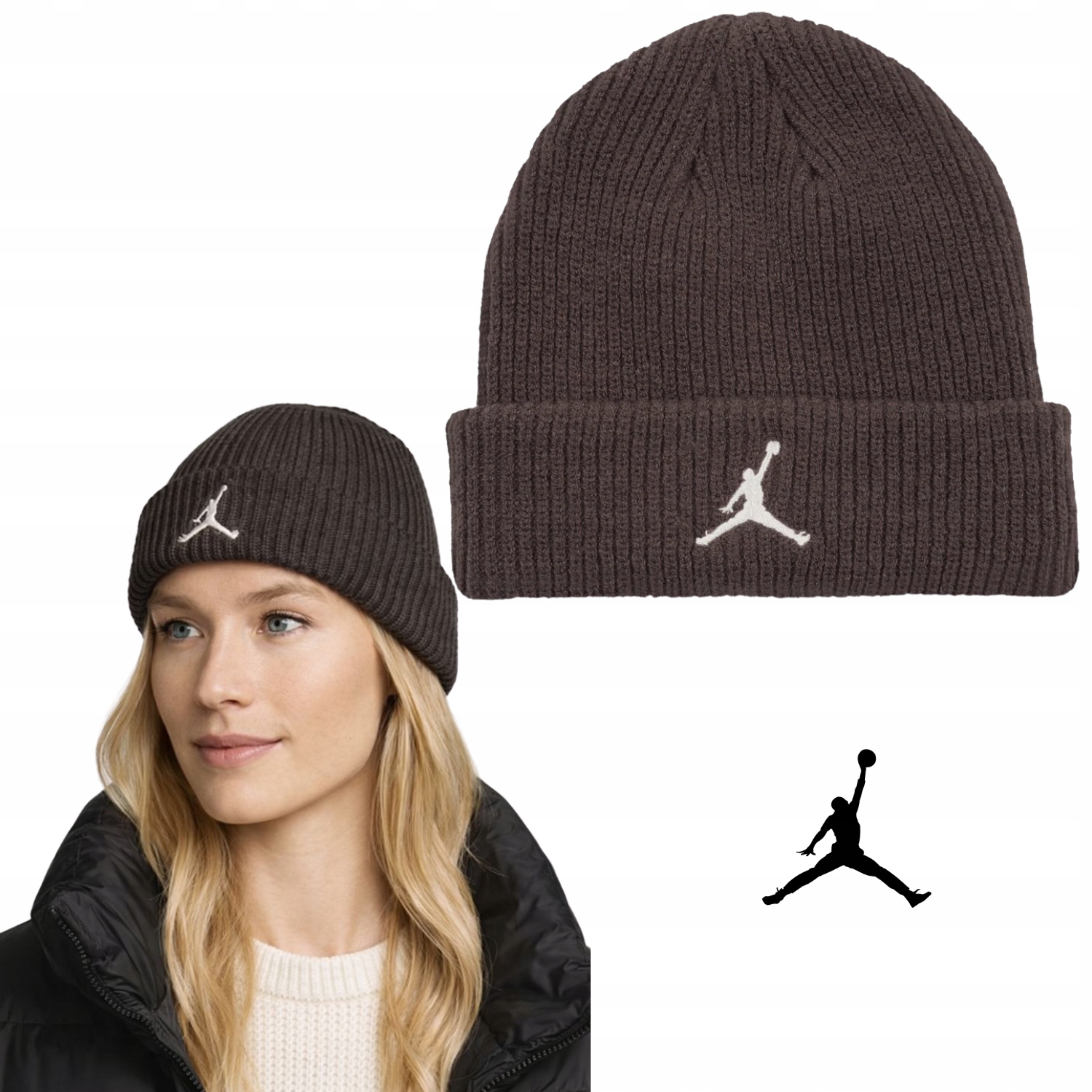 Čepice zimní Air Jordan Terra Beanie Teplá Tlustá FZ2055-237 Hnědá Os