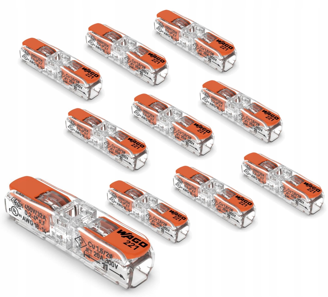 

10x Szybkozłączka Wago 221-2411 Przelotowa 2x4mm