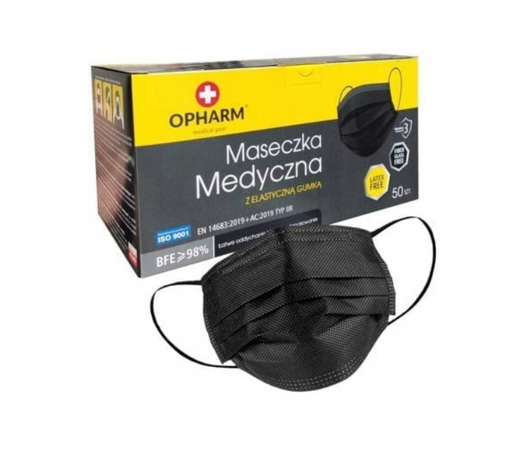 

Polskie Maski Medyczne Czarne Typ Iir 50SZT