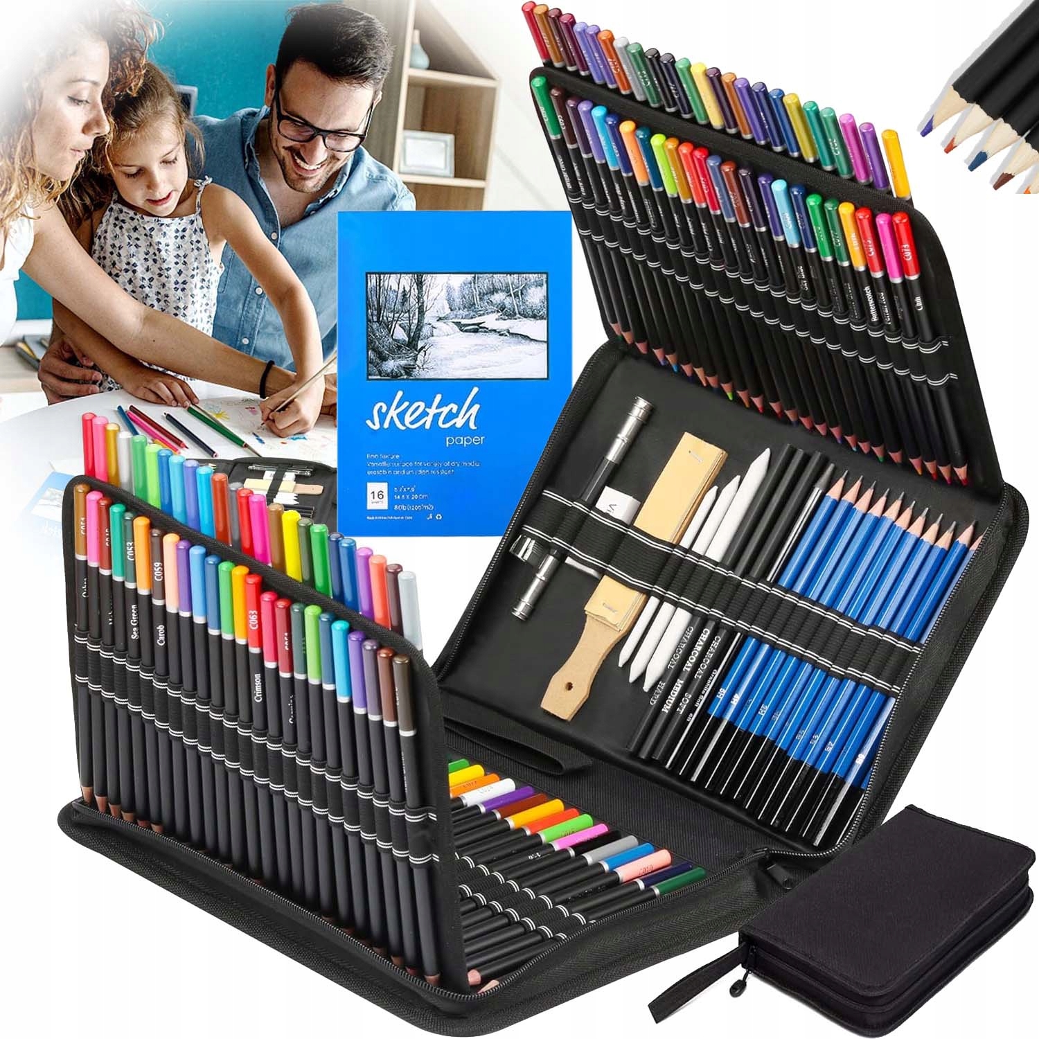 Pastelky Profesionální Sada Pastelek Pro Kreslení 145 Barev Pouzdro