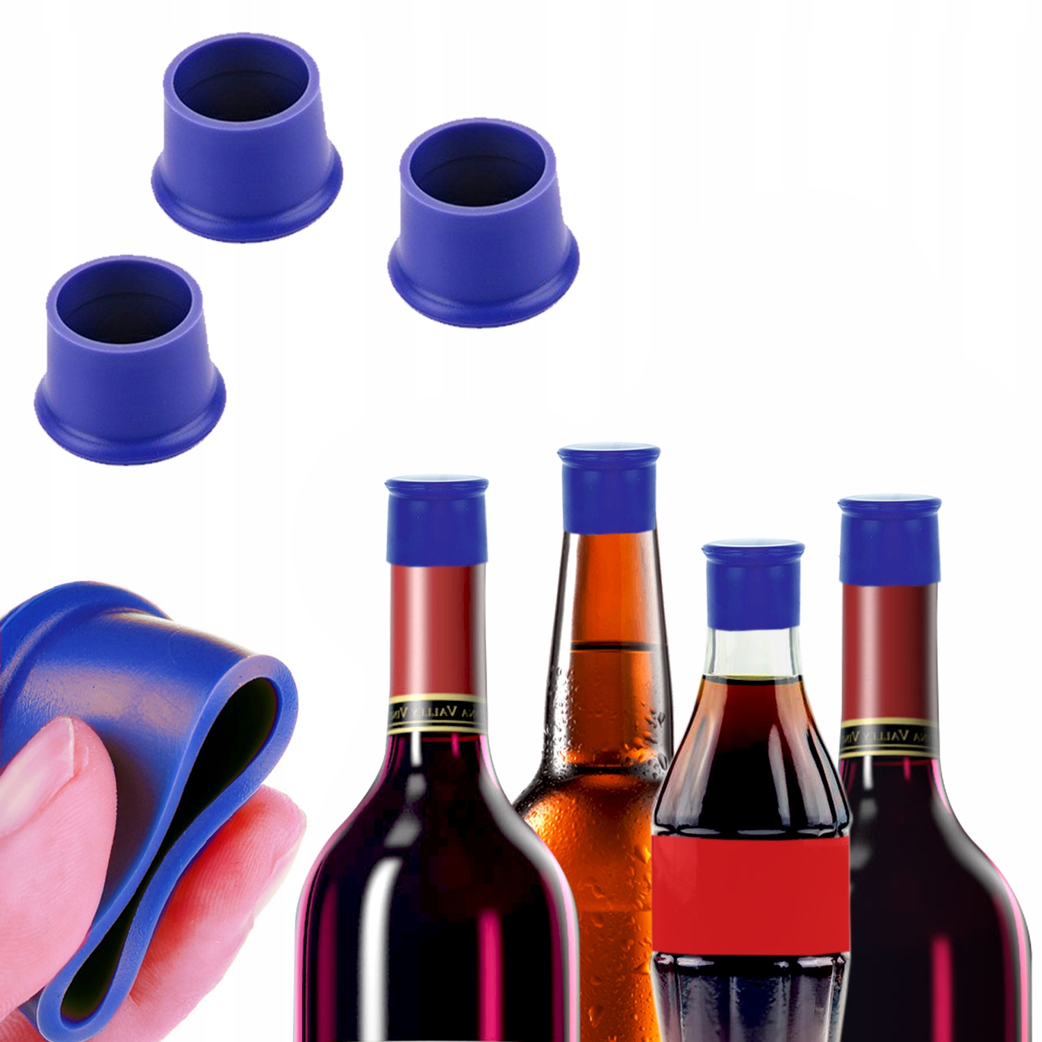 KOREK ZATYCZKA ZAKRĘTKA DO BUTELKI WINA SILIKON 3x