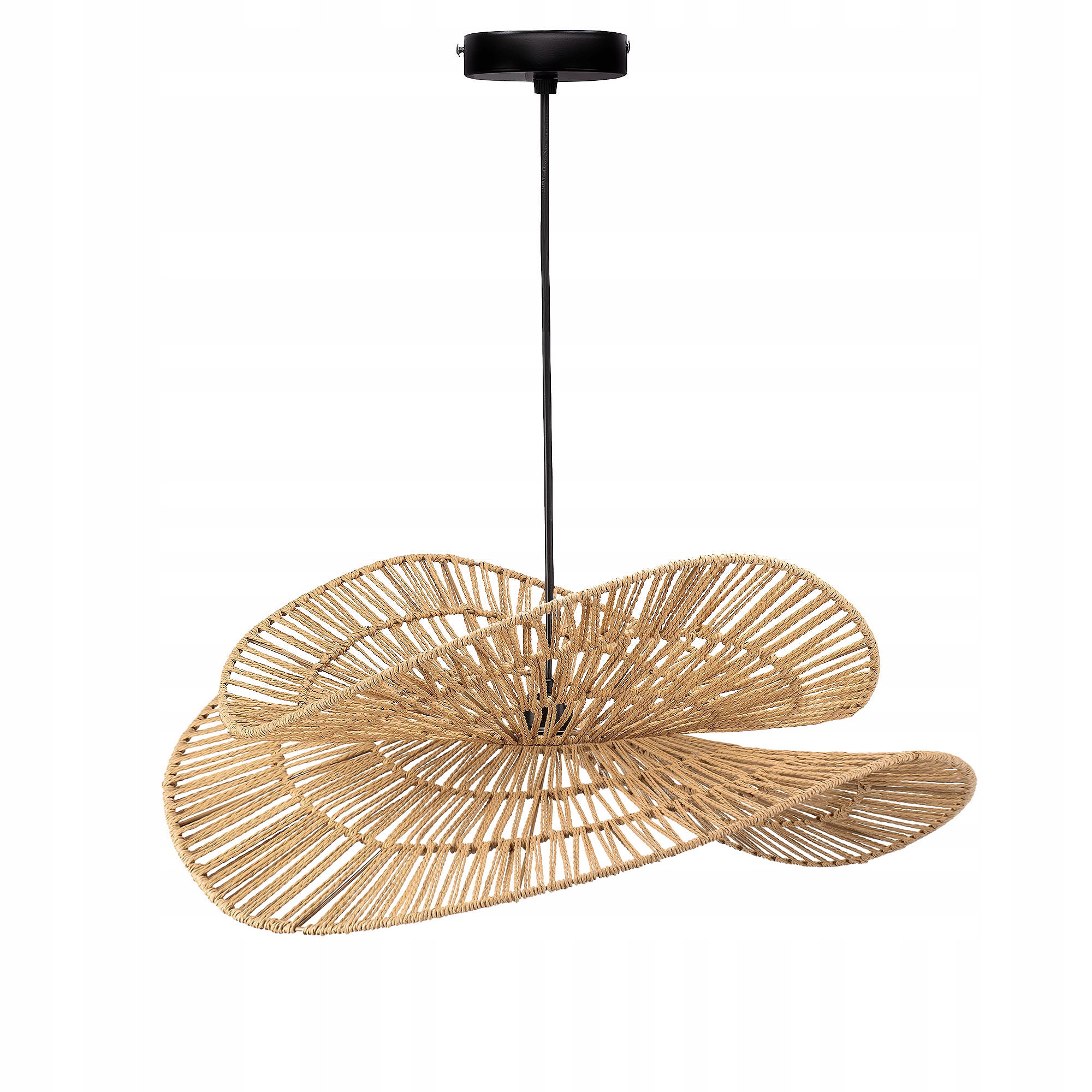 Lampa Sufitowa Wisząca Pleciona Kapelusz Naturalna Boho Do Salonu 50CM