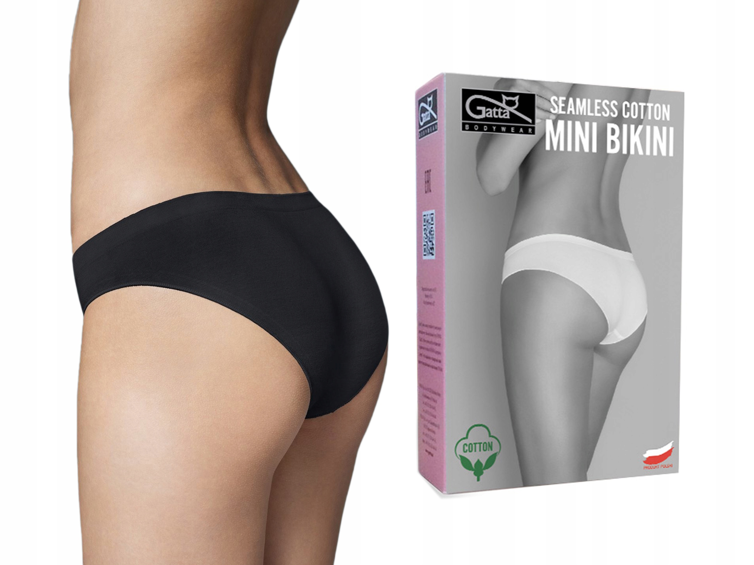 

Gatta Seamless Cotton Mini Bikini, czarny, L