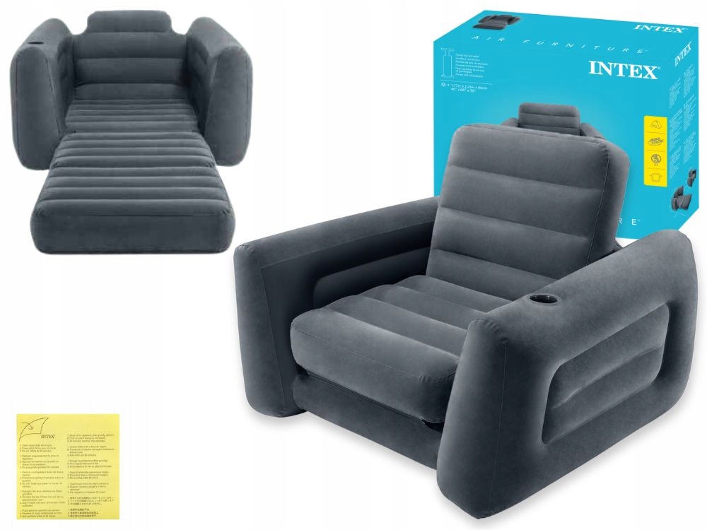 Rozkładany Fotel Dmuchany Duży, Uchwyt Na Kubek Do 100 Kg