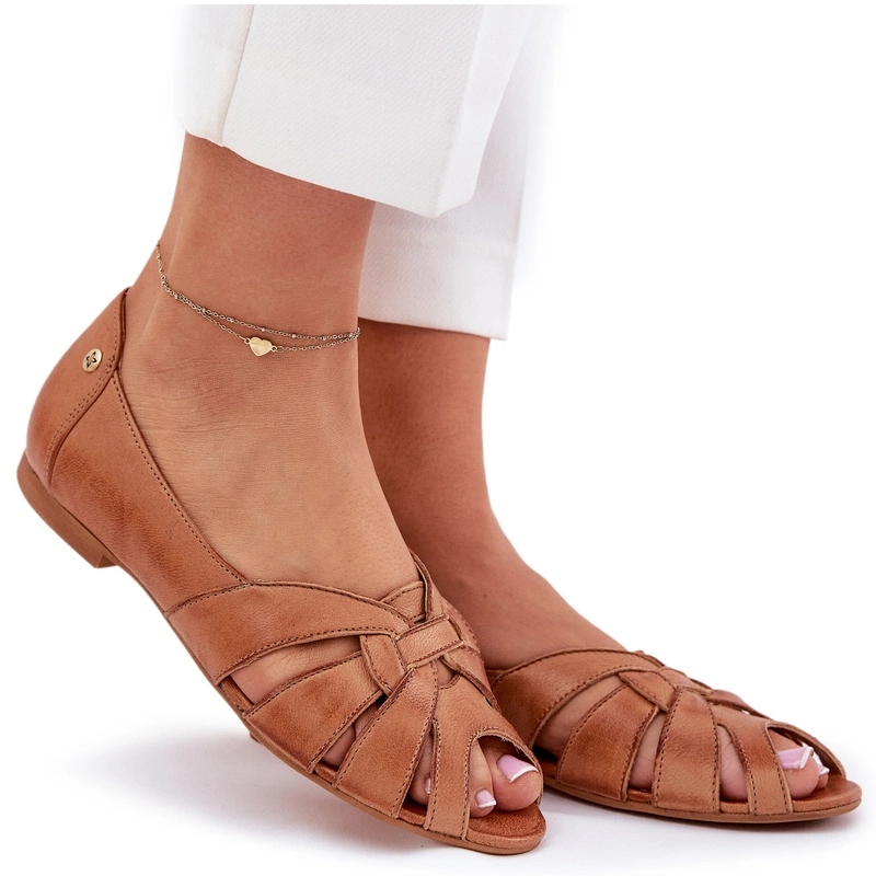 Kožené Baleríny S Odhalenými Prsty Maciejka 06908-29/001-1 Hnědé 36