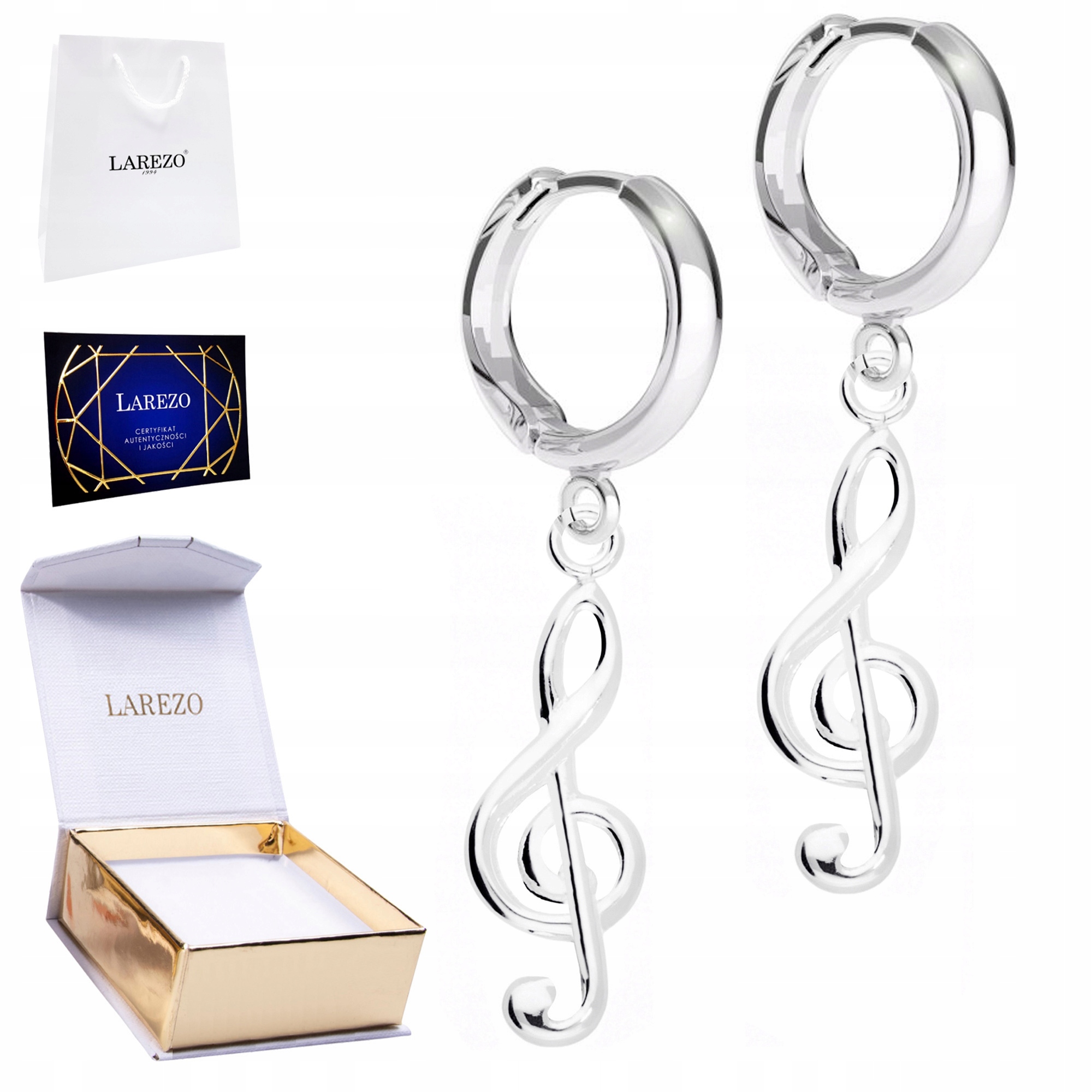 

Kolczyki srebrne Klucz Wiolinowy Muzyka 925