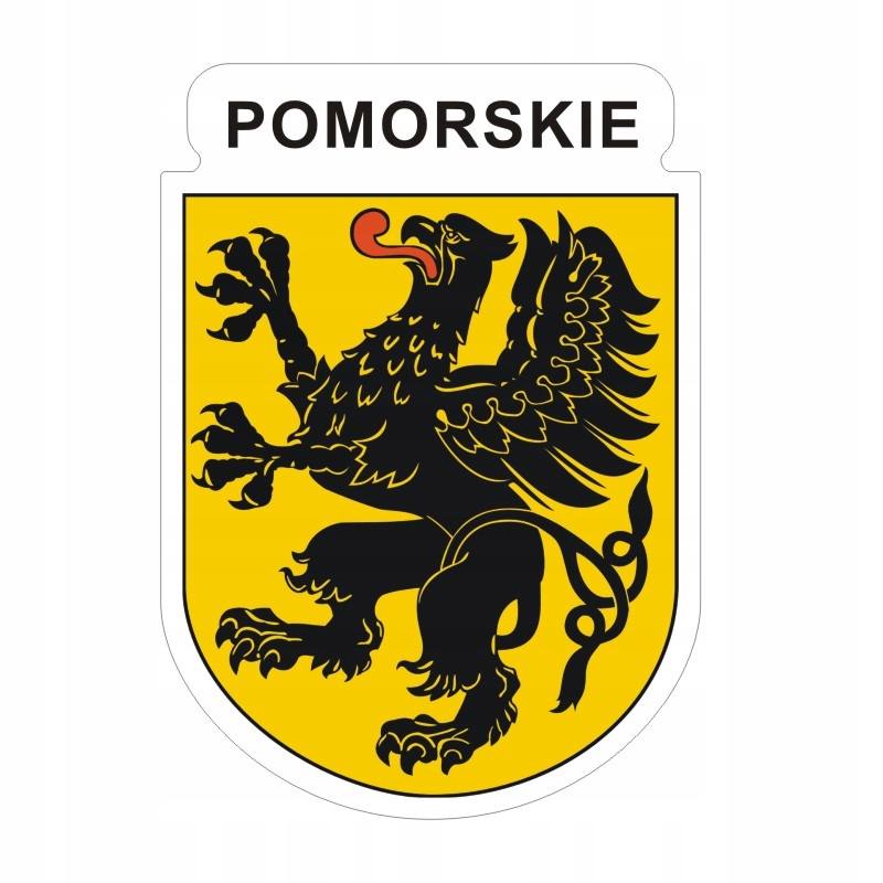 Naklejka z herbem województwa i z napisem Pomorskie 12 cm